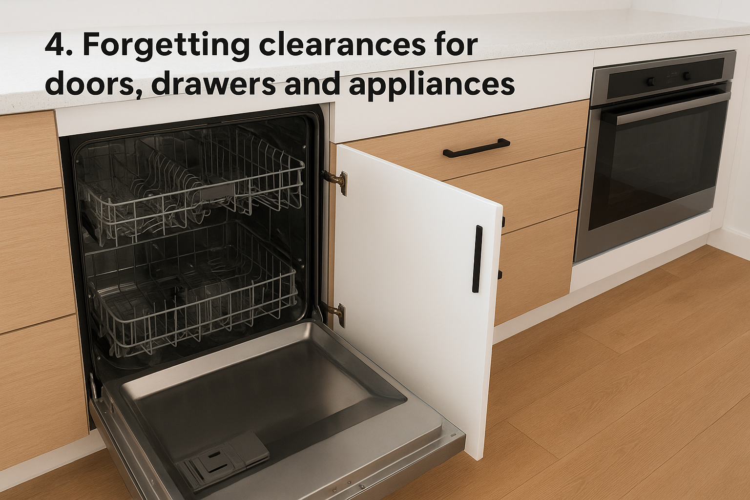 4. Forgetting clearances for doors, drawers and appliances