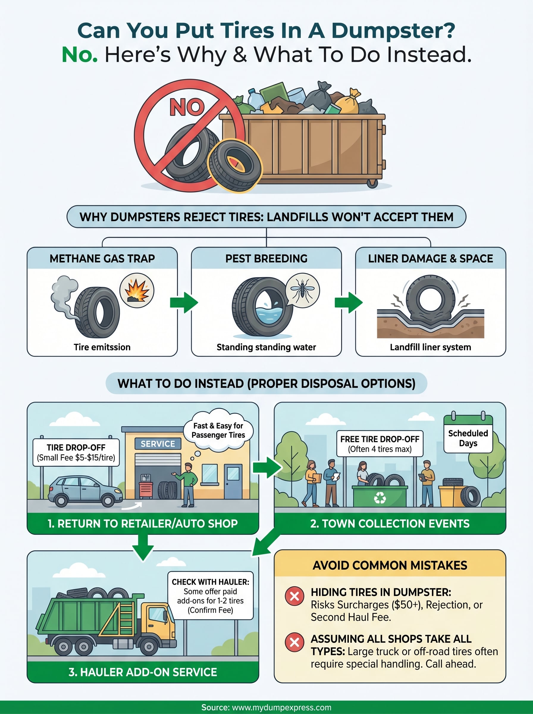 can you put tires in a dumpster infographic
