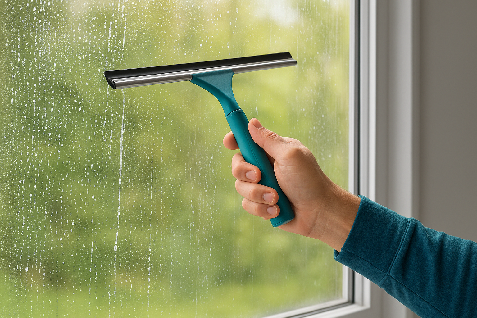 Step 4: Dry the glass immediately with a squeegee