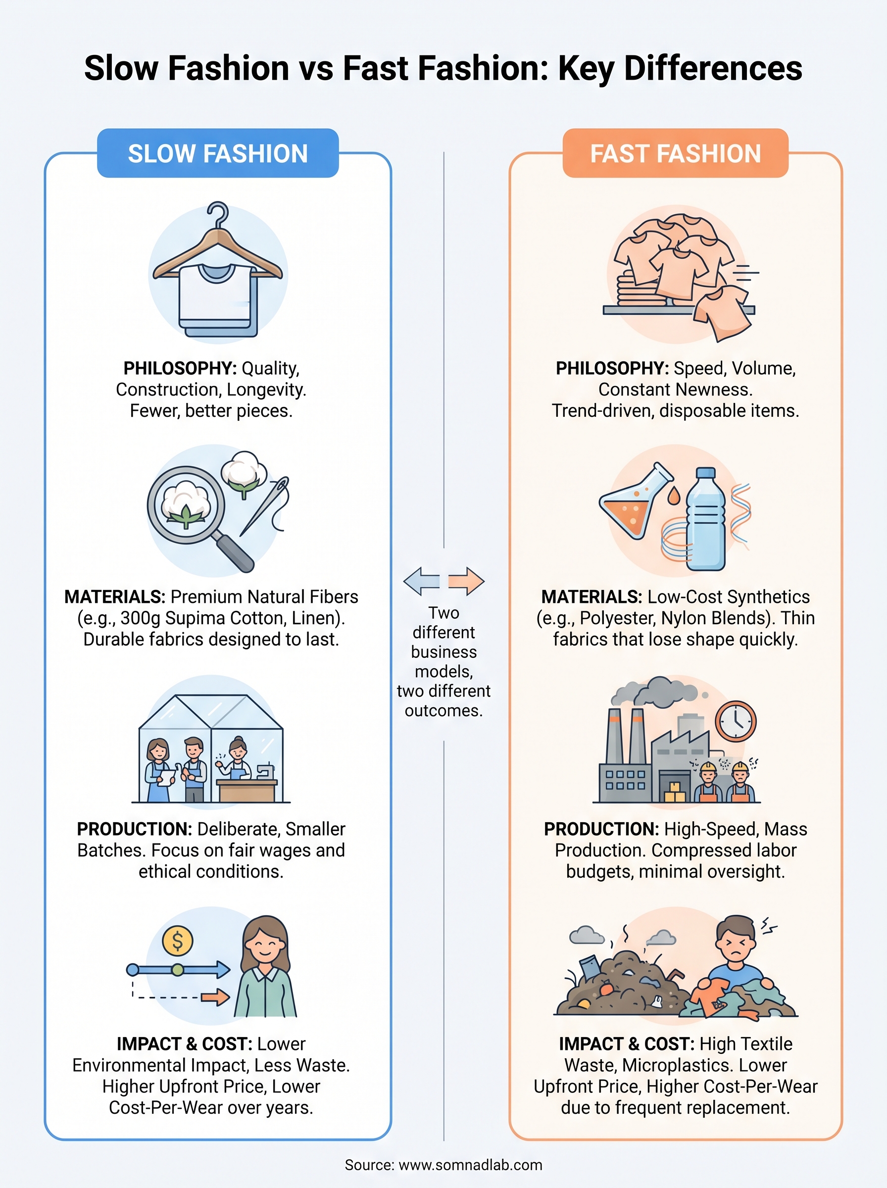 slow fashion vs fast fashion infographic