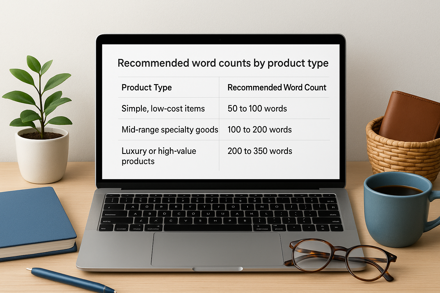 Recommended word counts by product type