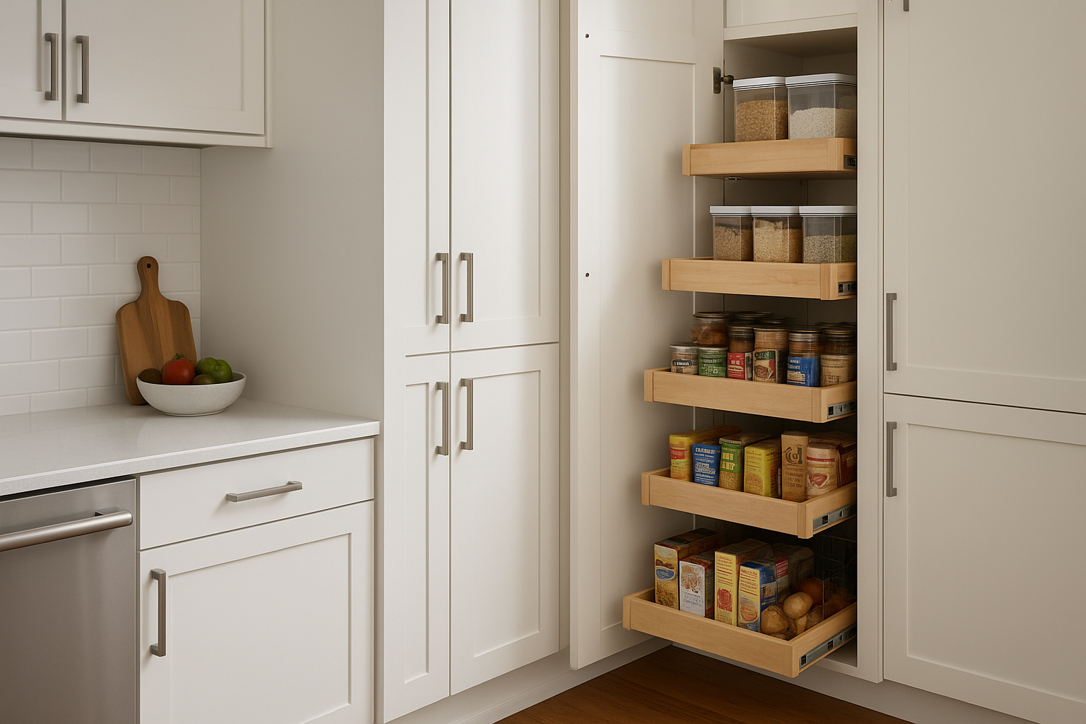3. Add a pantry wall with pull-outs