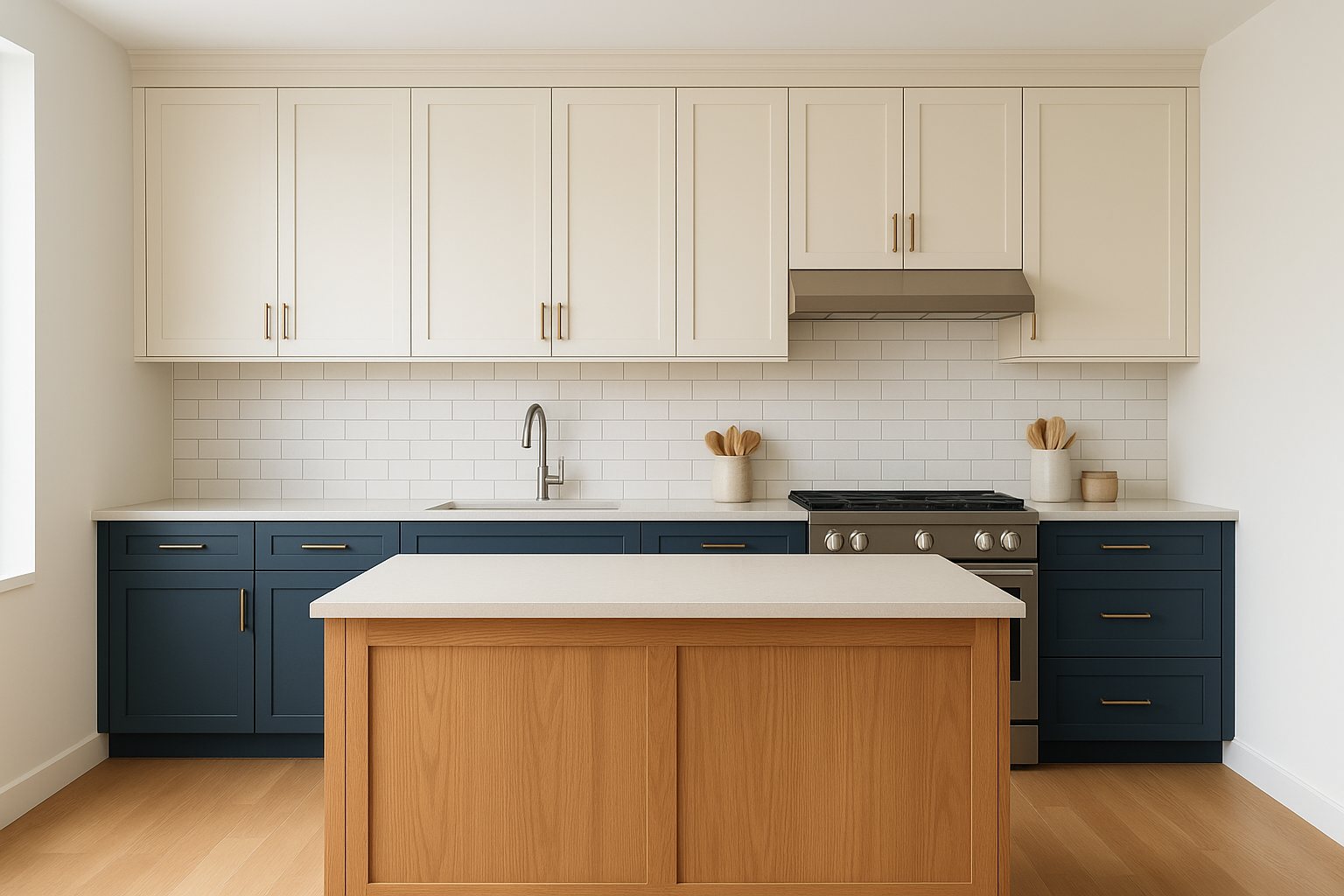 13. Refresh with two-tone or mixed-material cabinets