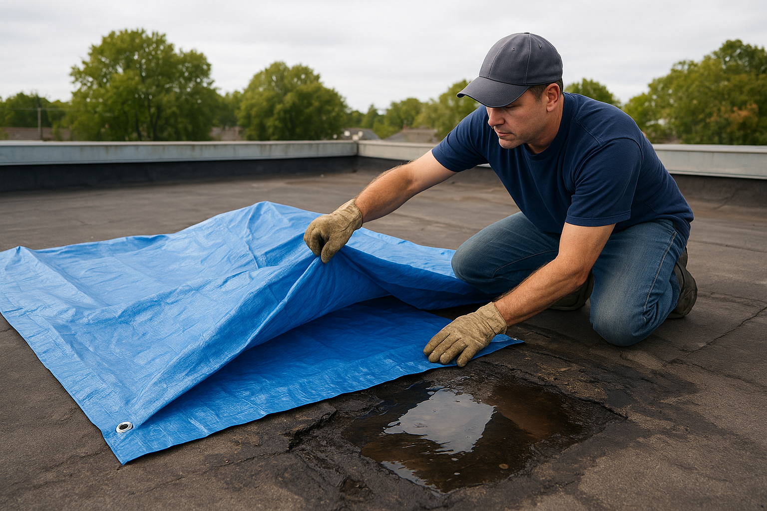 What emergency flat roof repair should include
