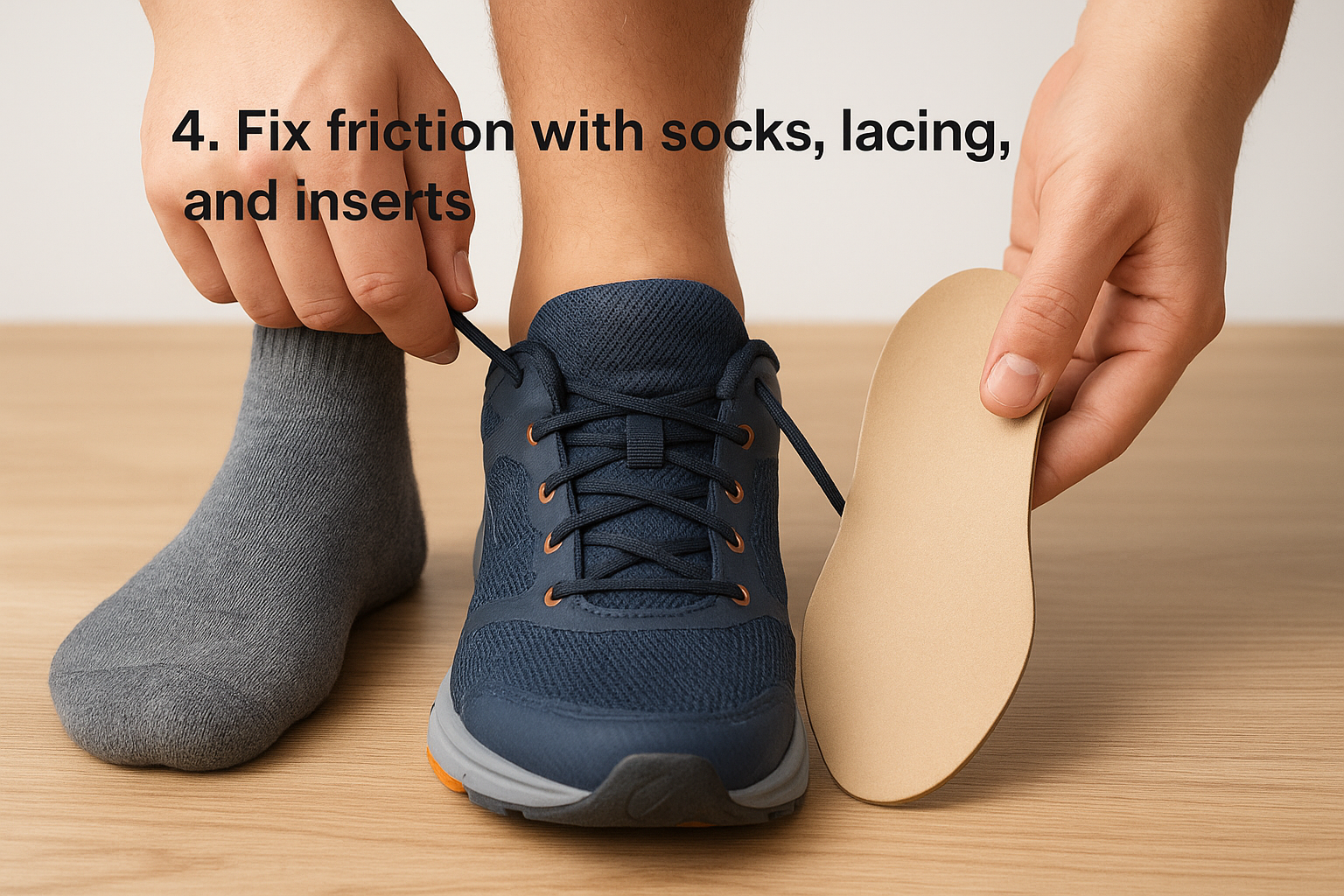 4. Fix friction with socks, lacing, and inserts