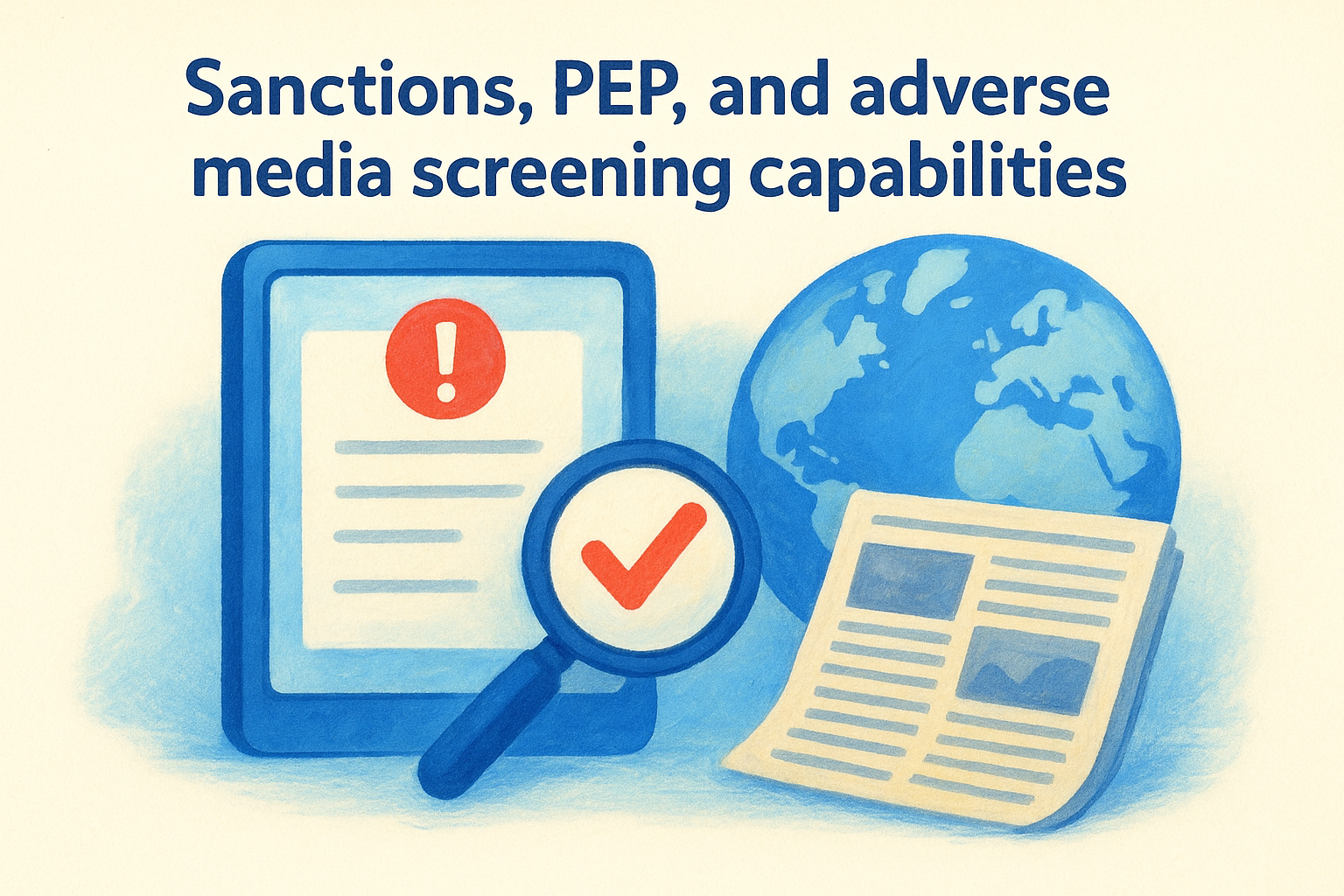 Sanctions, PEP, and adverse media screening capabilities