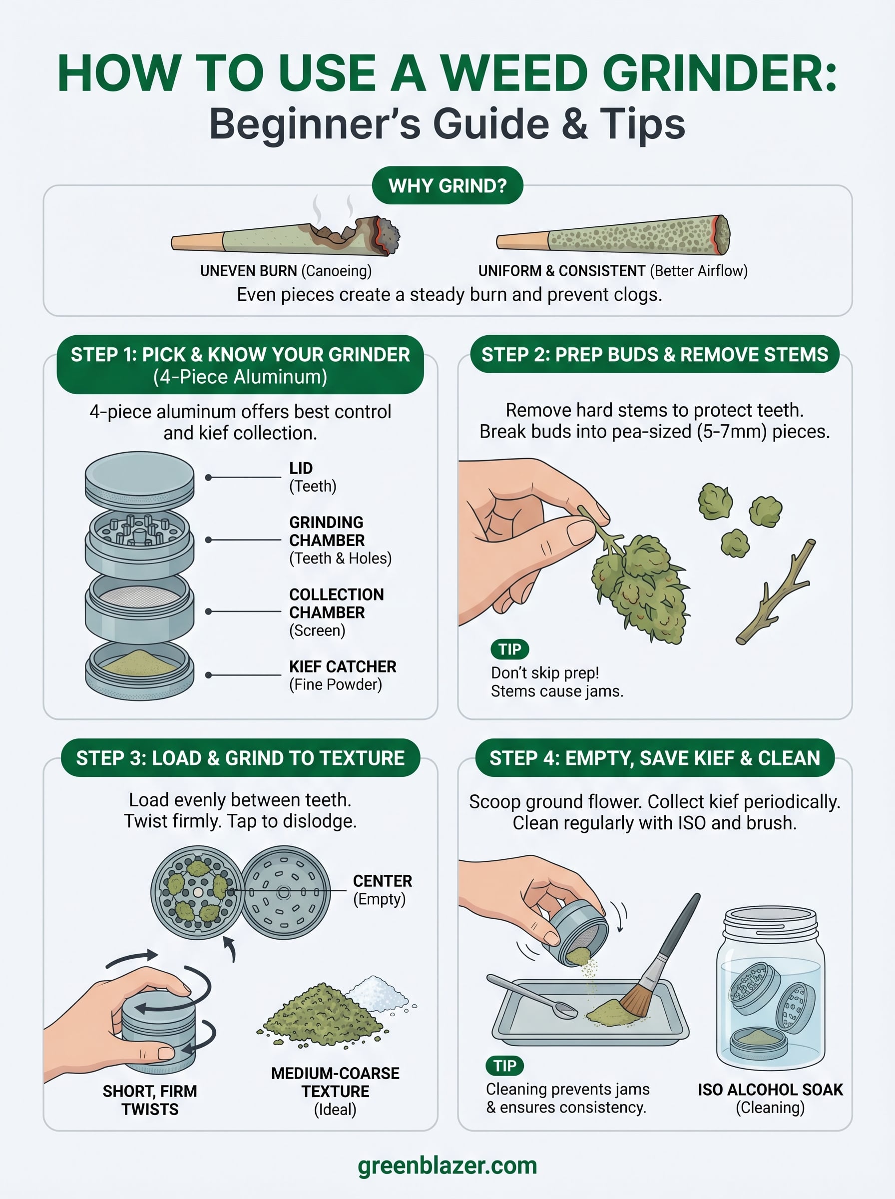 how to use a weed grinder infographic