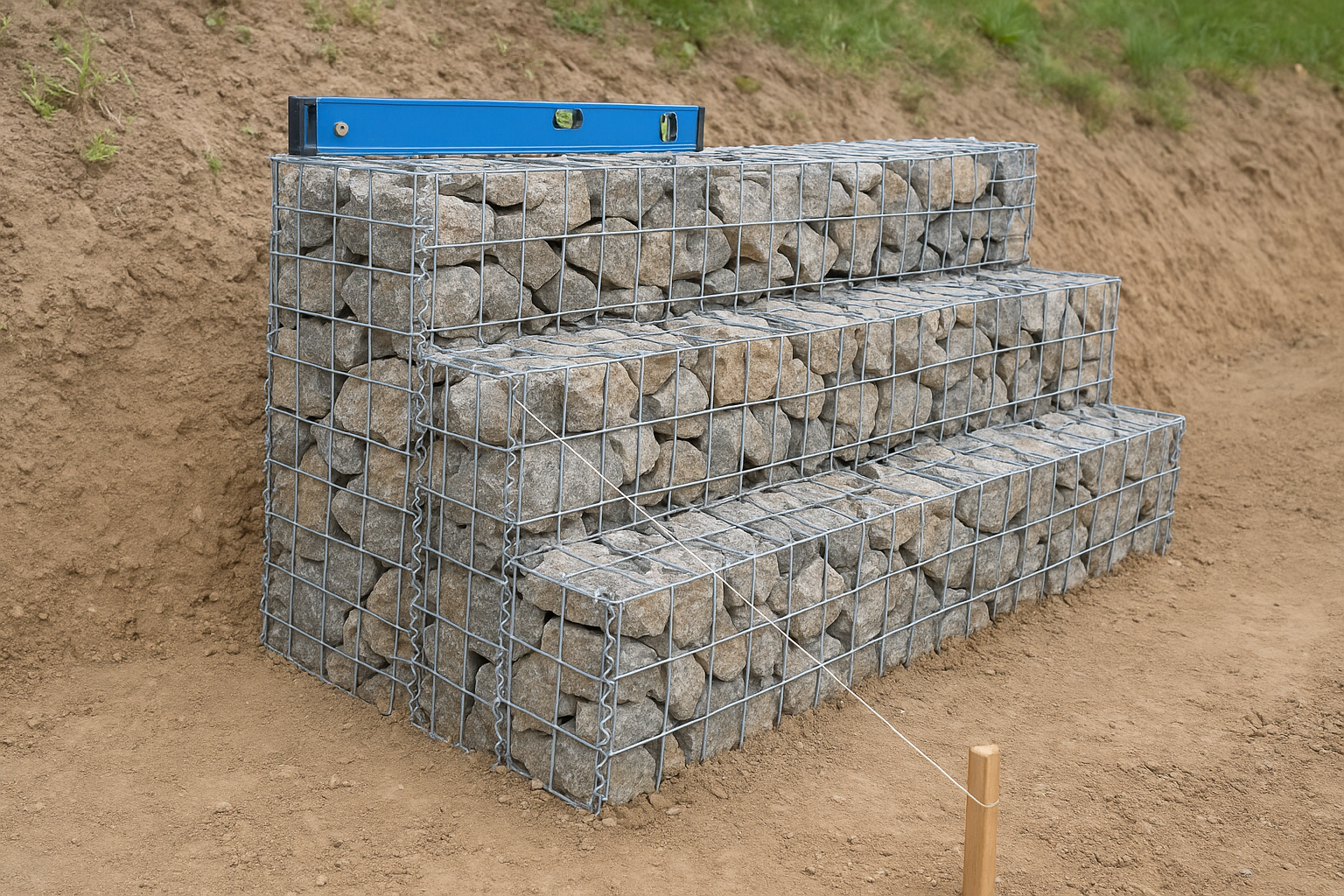 Apply a backward batter to the wall face