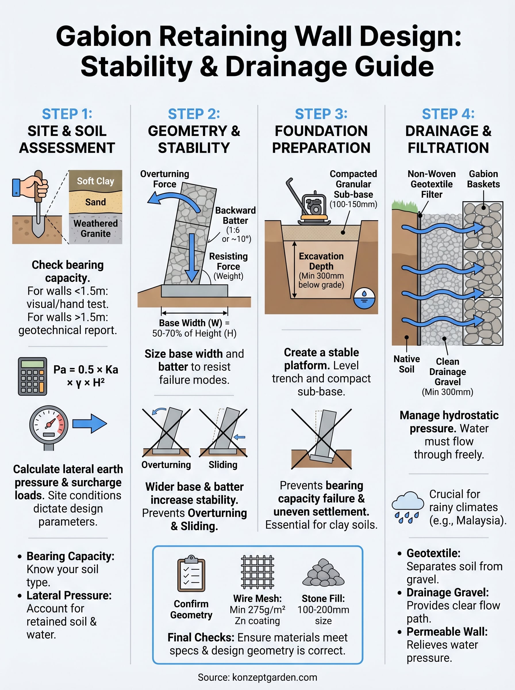 gabion retaining wall design guide infographic