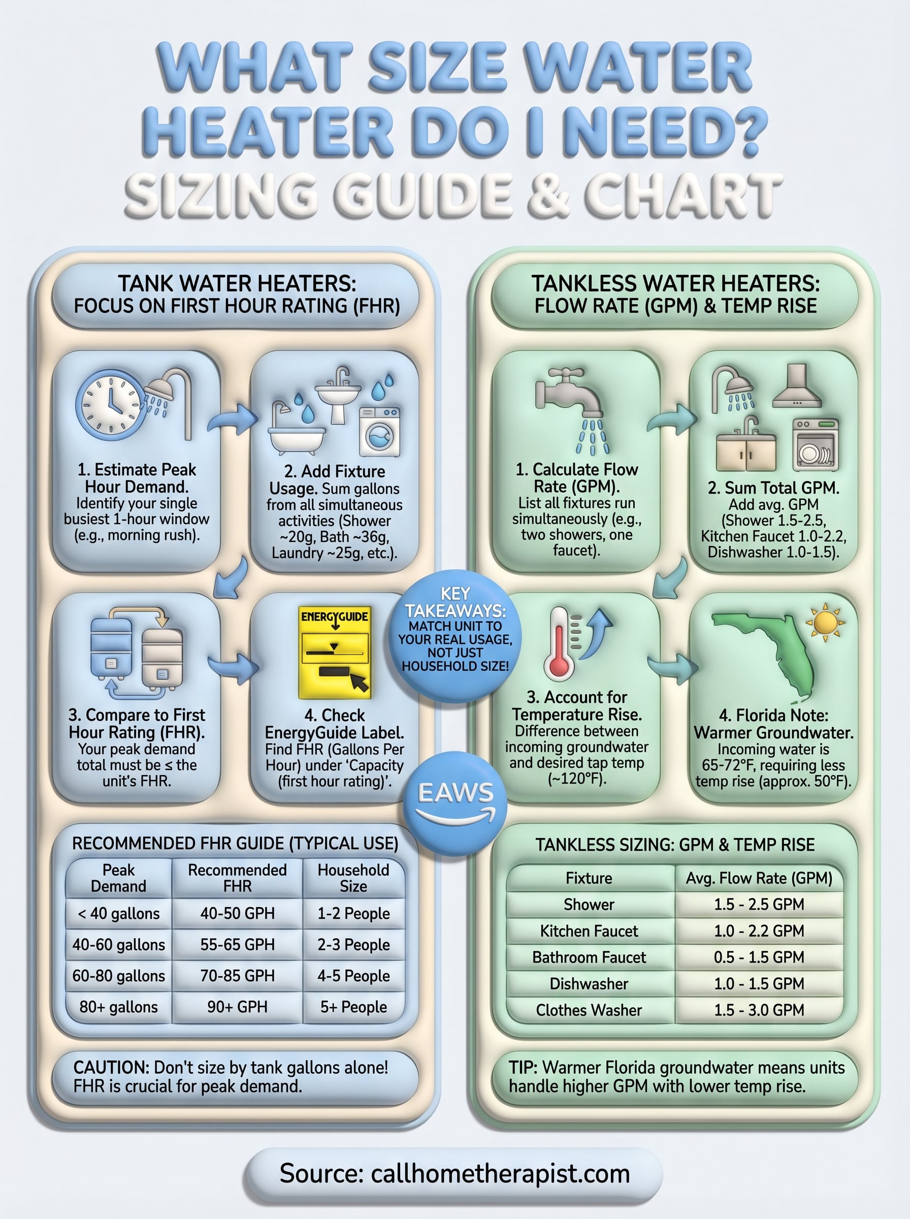 what size water heater do i need infographic