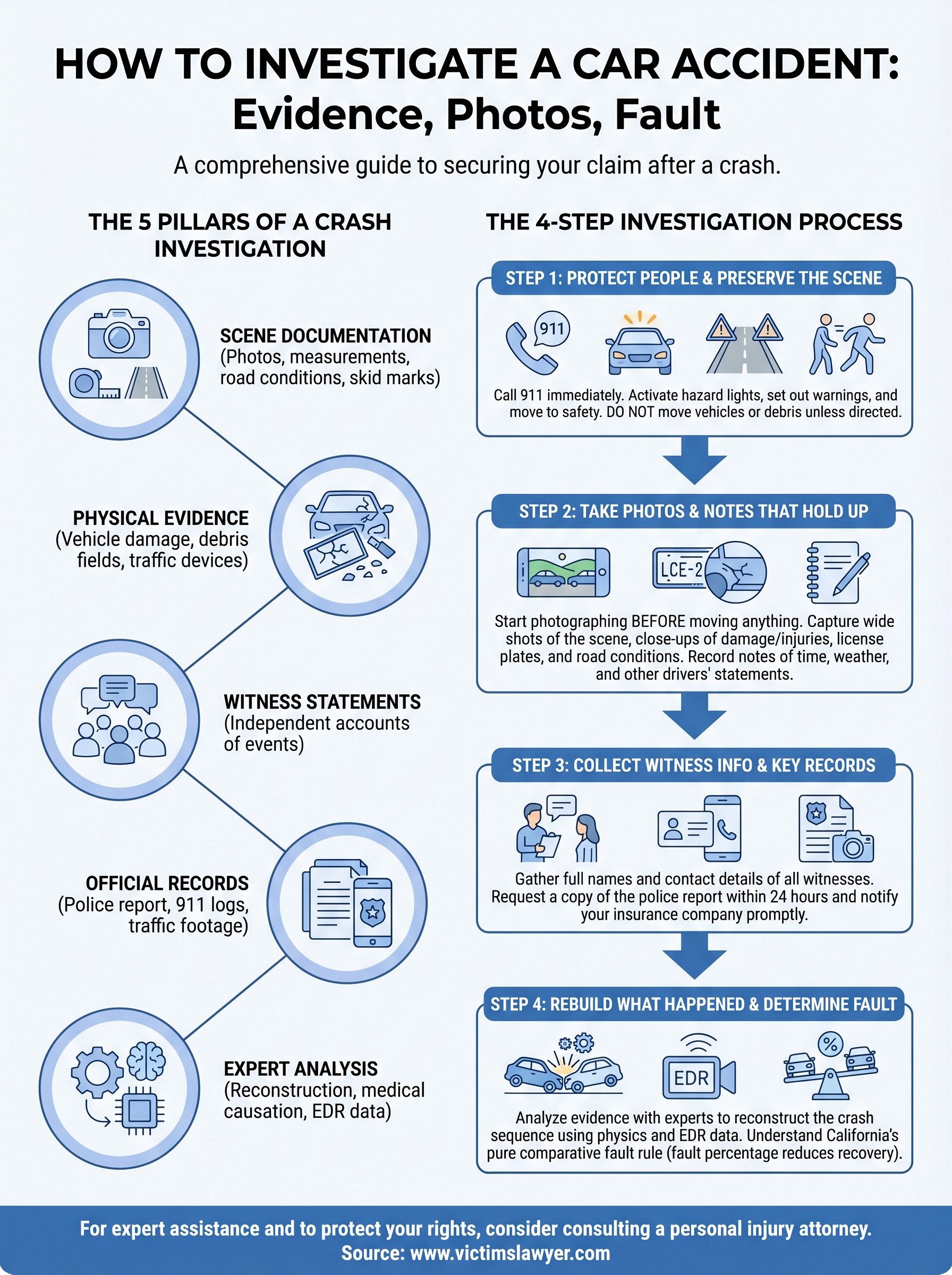 how to investigate a car accident infographic