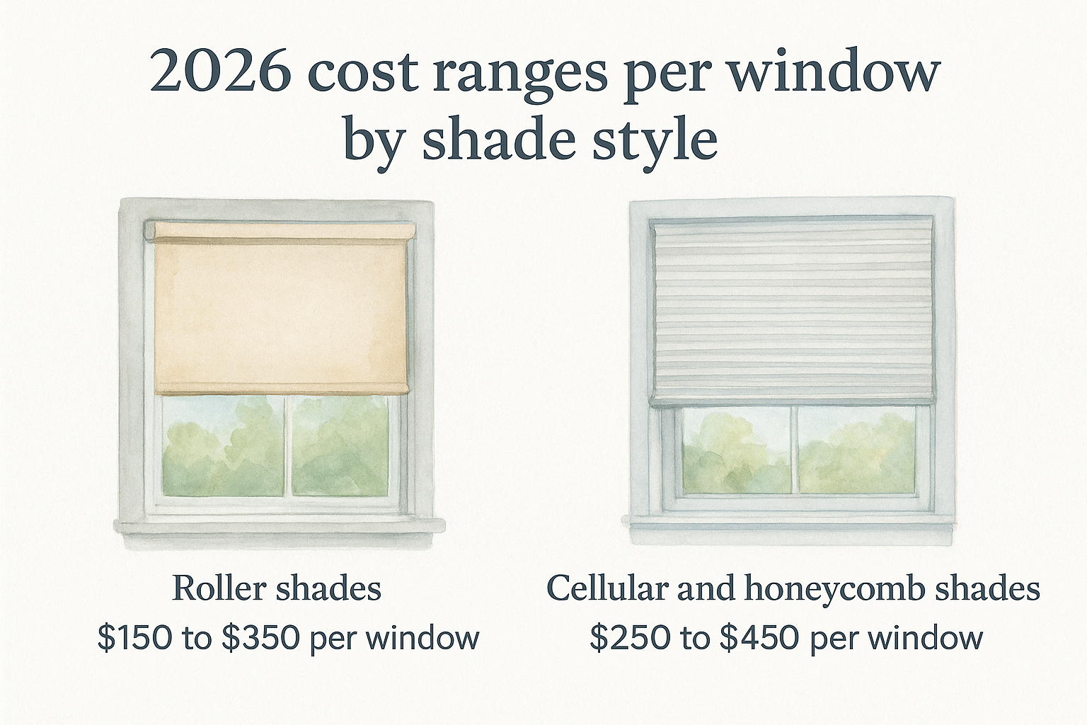 2026 cost ranges per window by shade style
