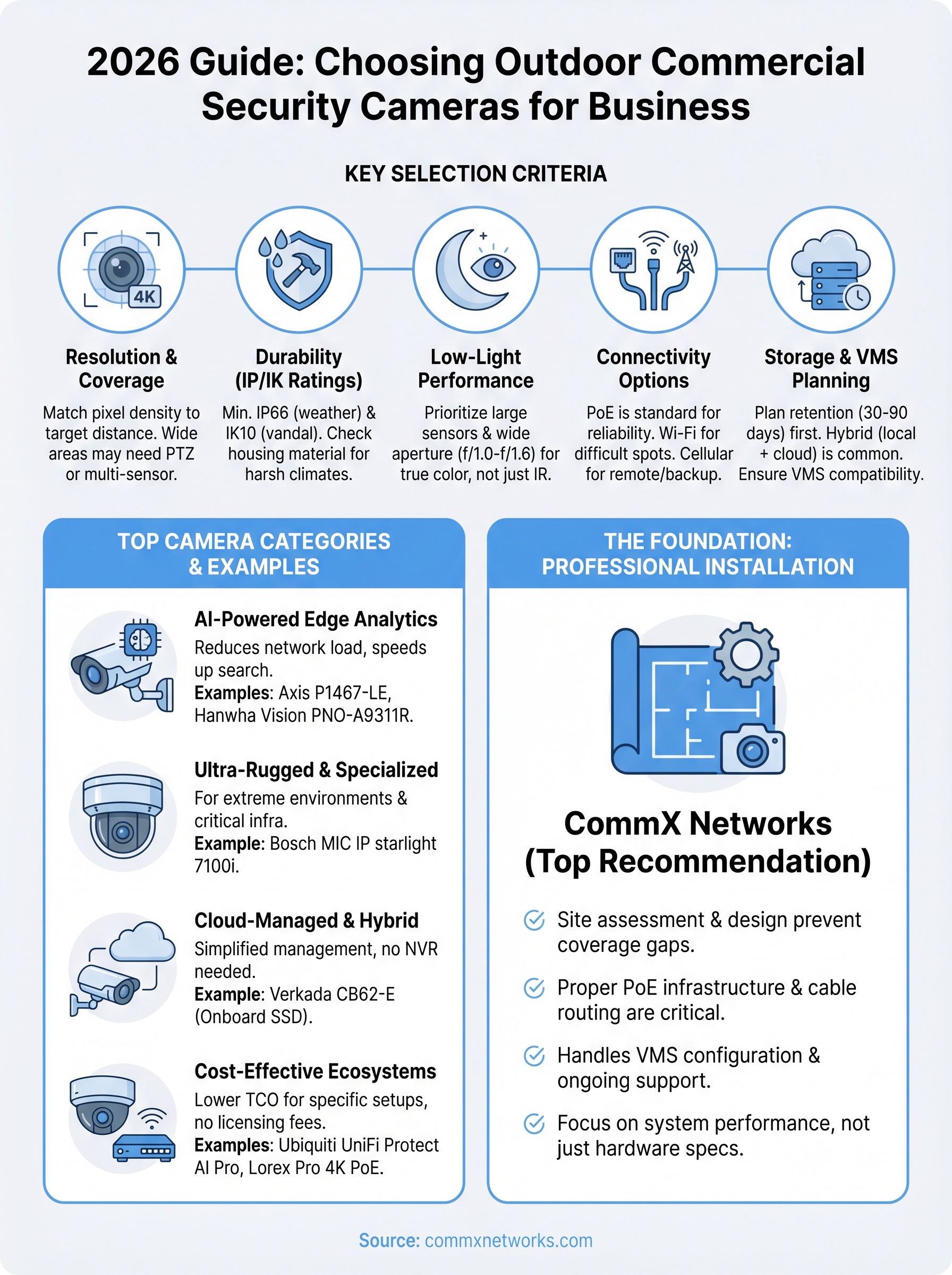 outdoor commercial security cameras infographic