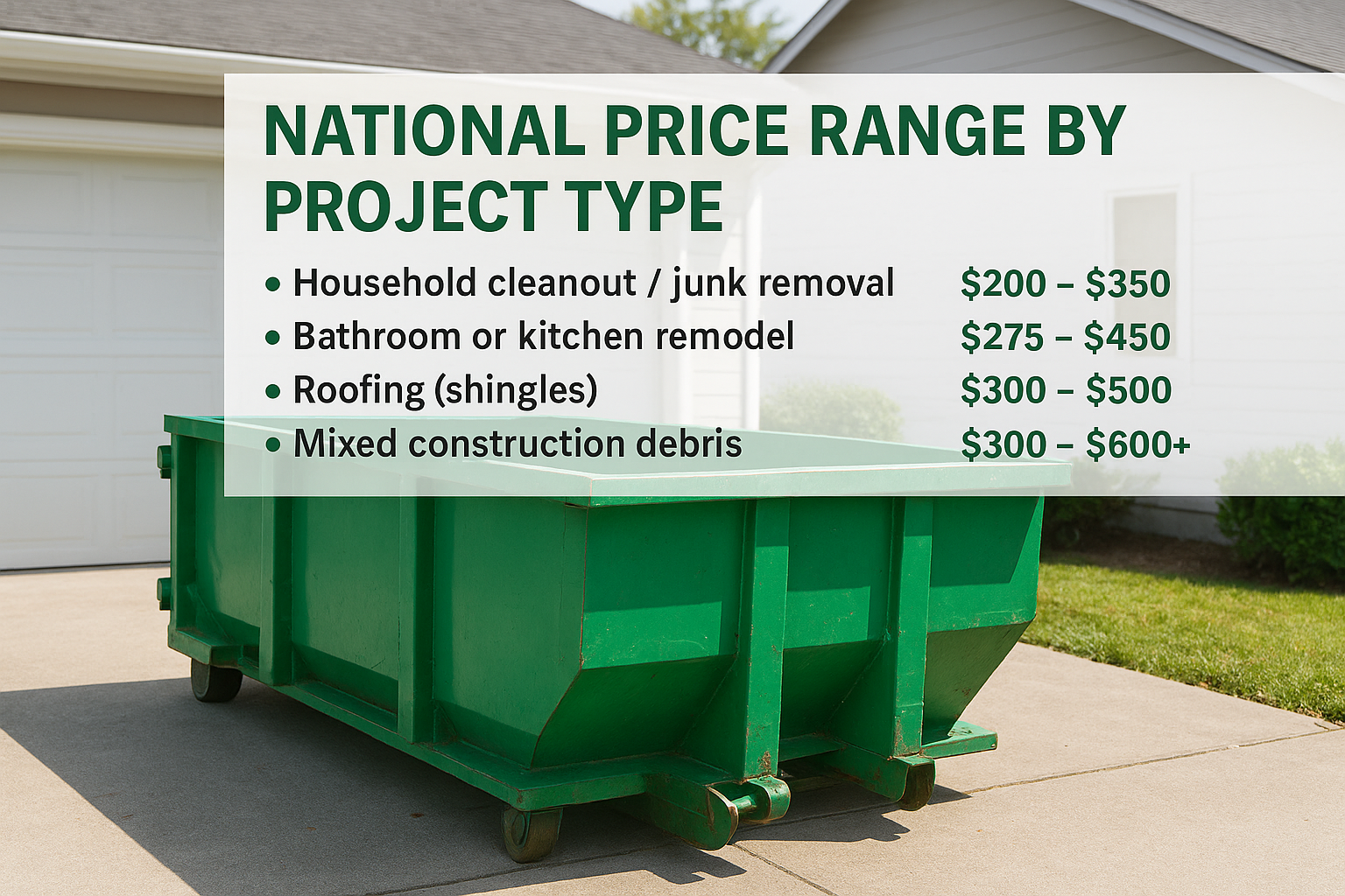 National price range by project type