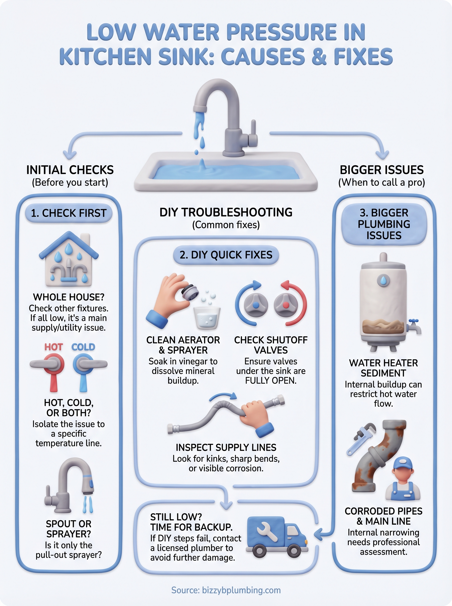 low water pressure in kitchen sink infographic