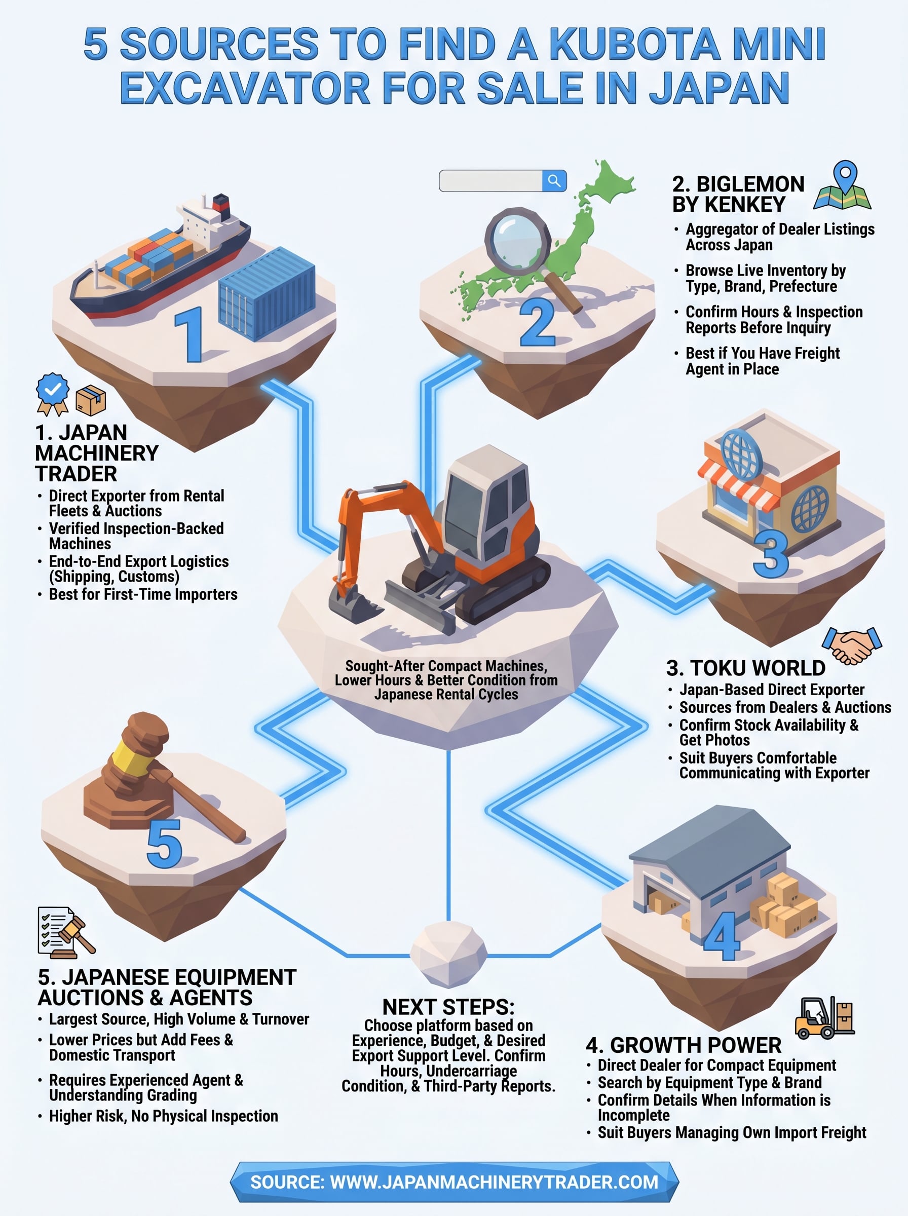 kubota mini excavator for sale infographic