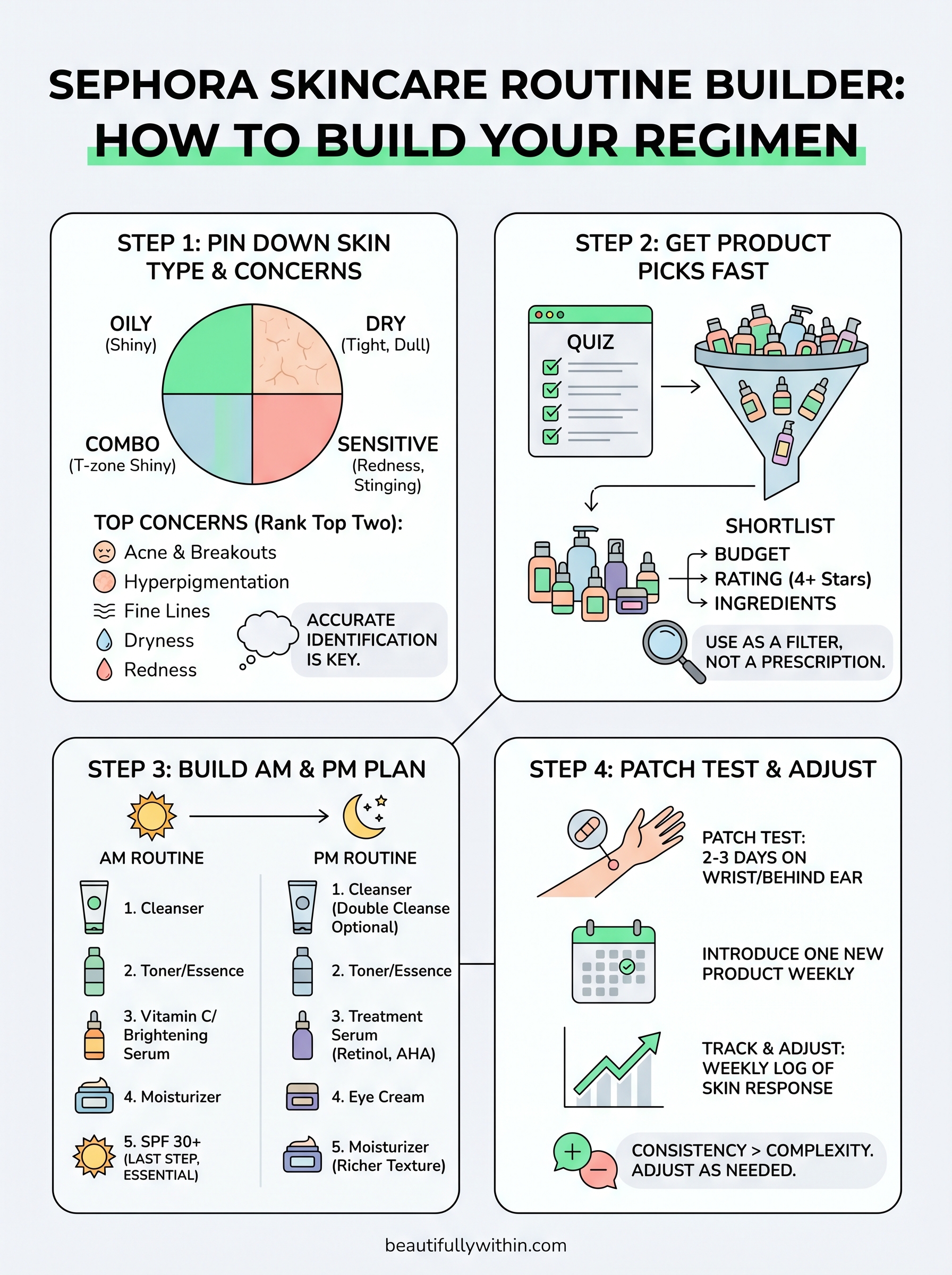 sephora skincare routine builder infographic