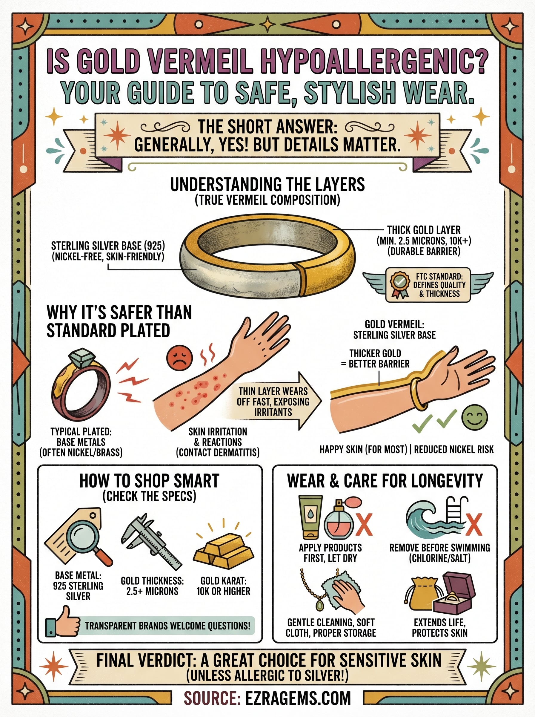 is gold vermeil hypoallergenic infographic
