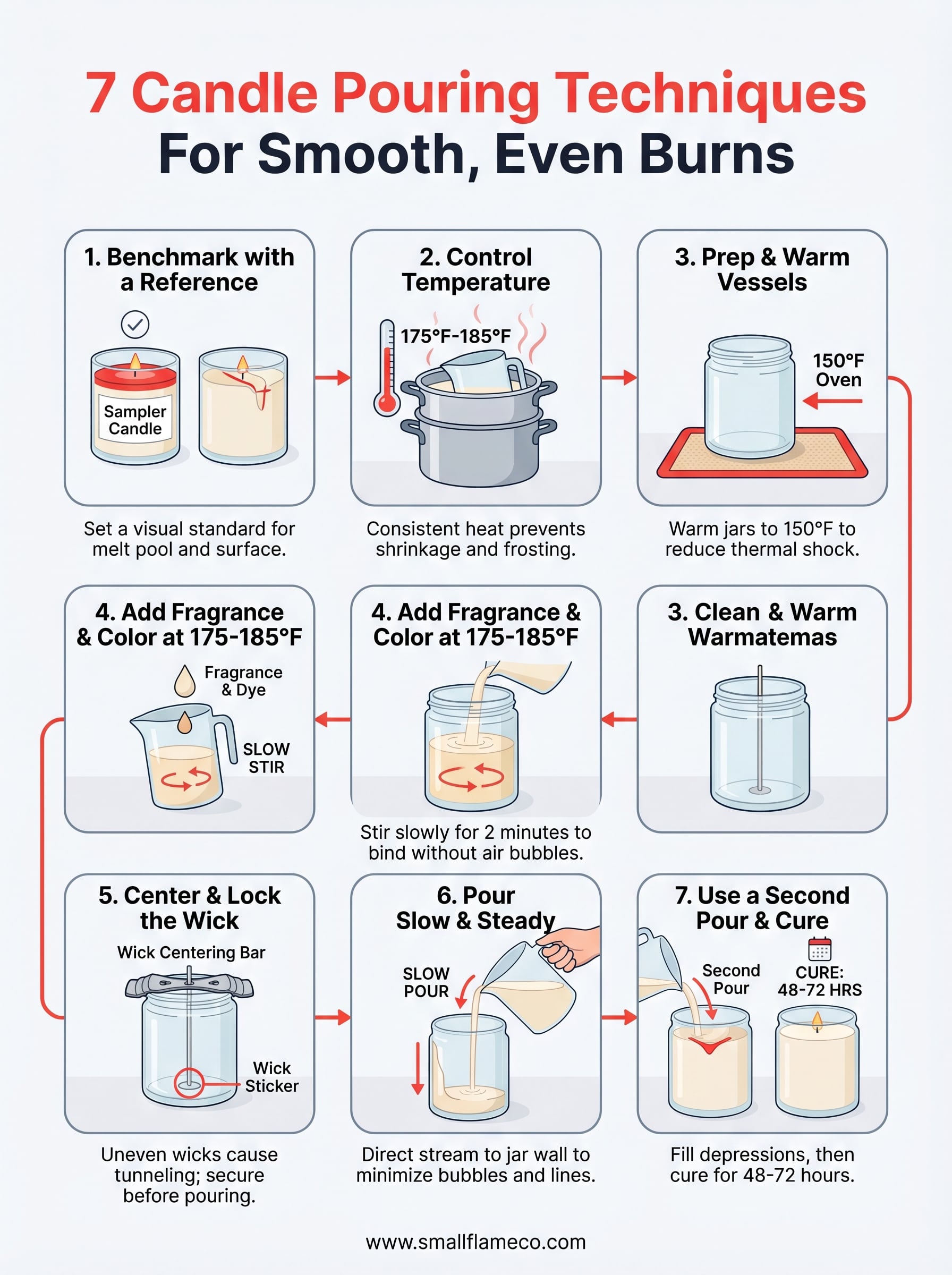 candle pouring techniques infographic