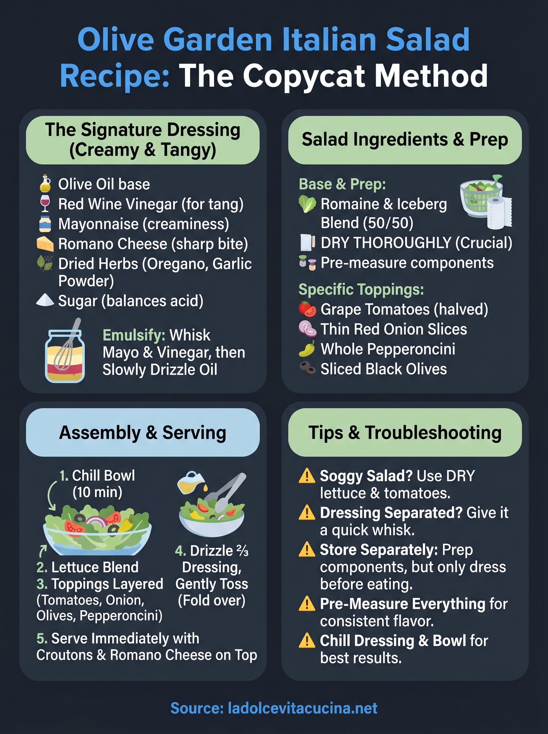 olive garden italian salad recipe infographic
