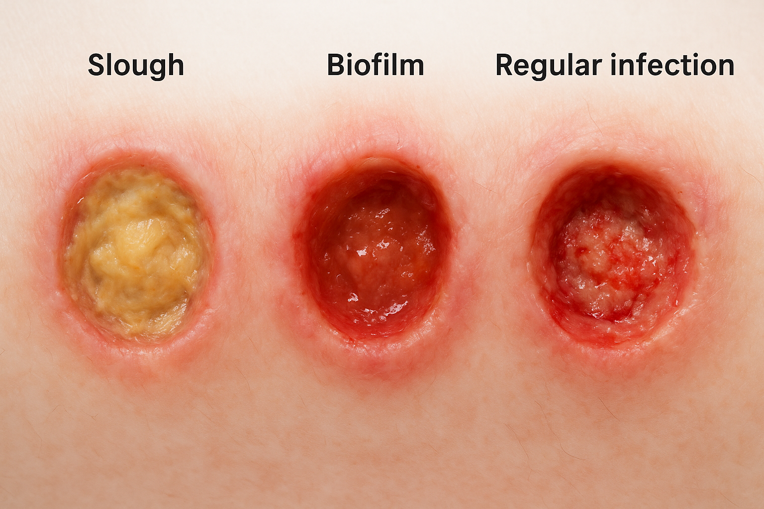Wound biofilm vs slough and regular infection