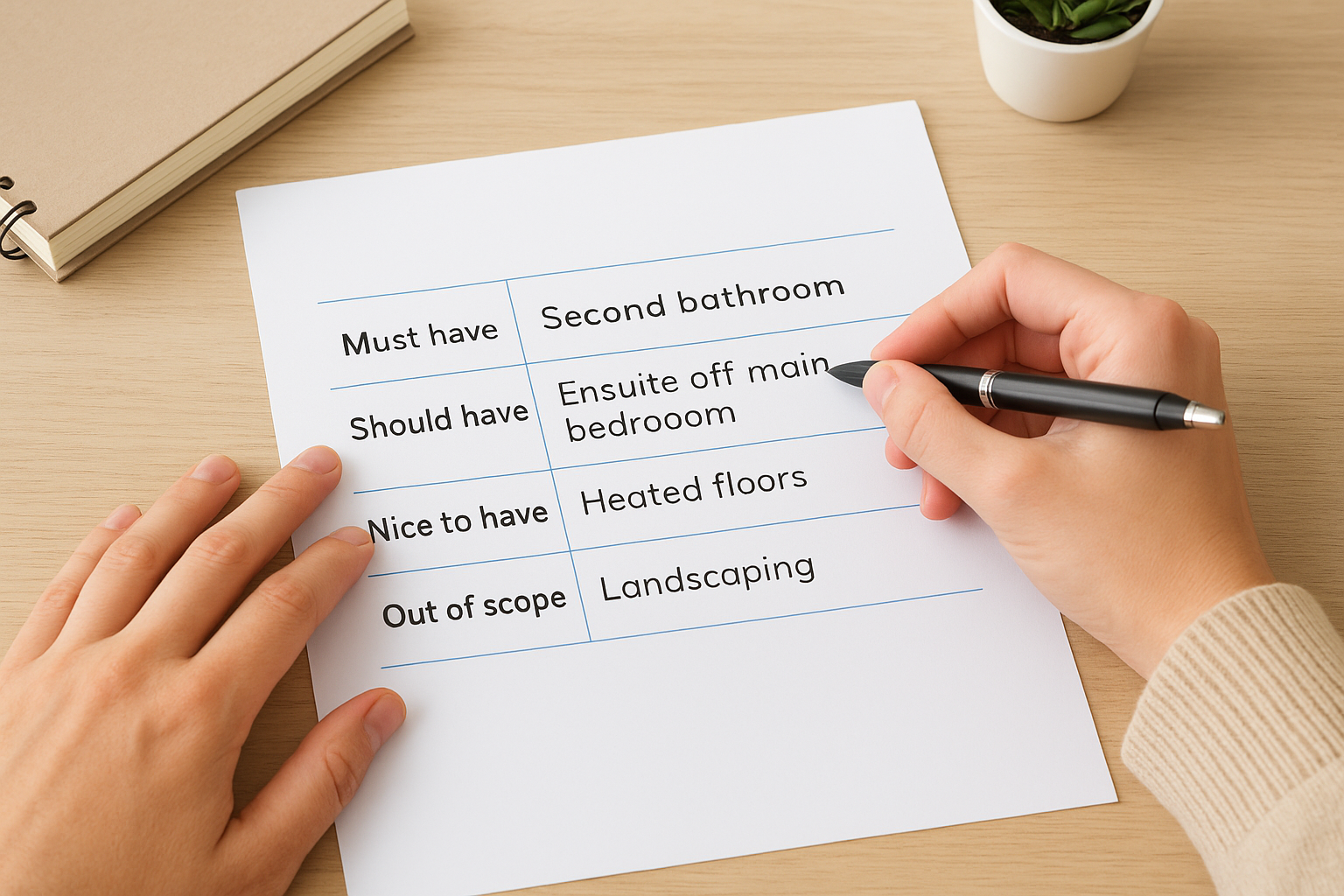 Write down what you actually need versus what you want