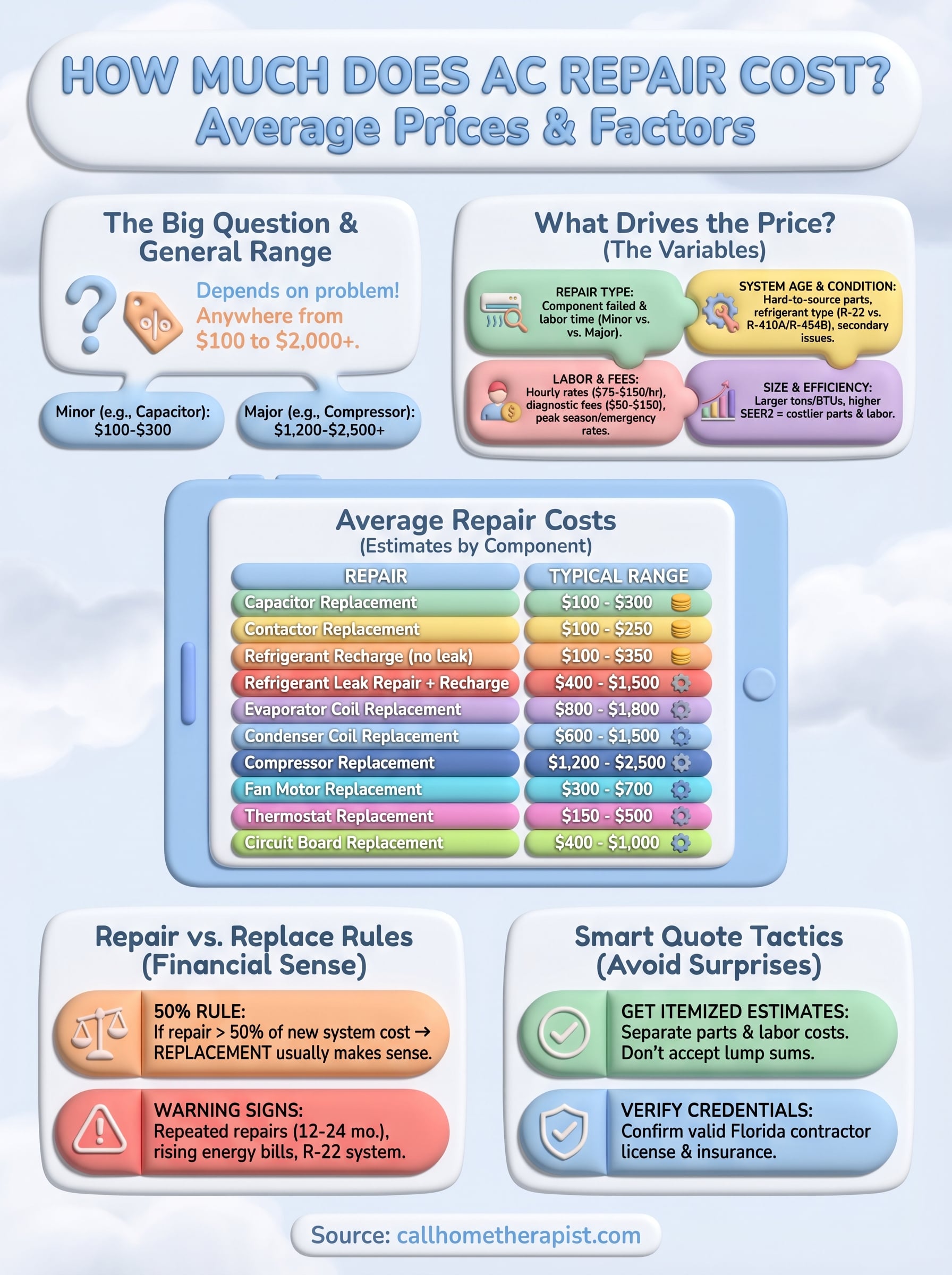 how much does ac repair cost infographic