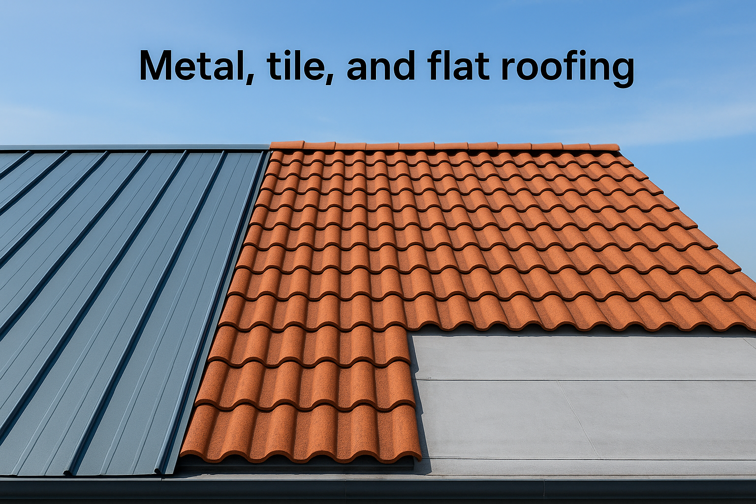 Metal, tile, and flat roofing