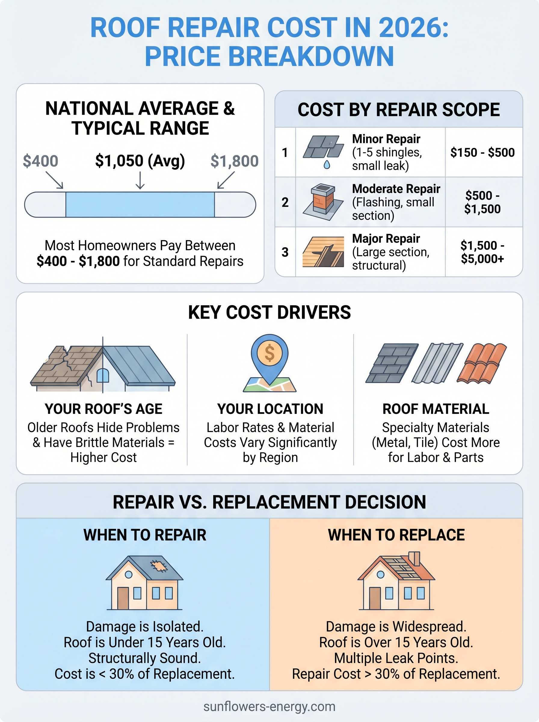how much does roof repair cost infographic