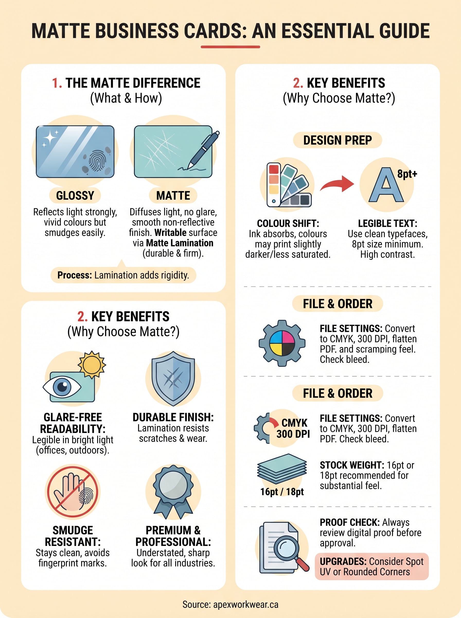 matte business cards infographic