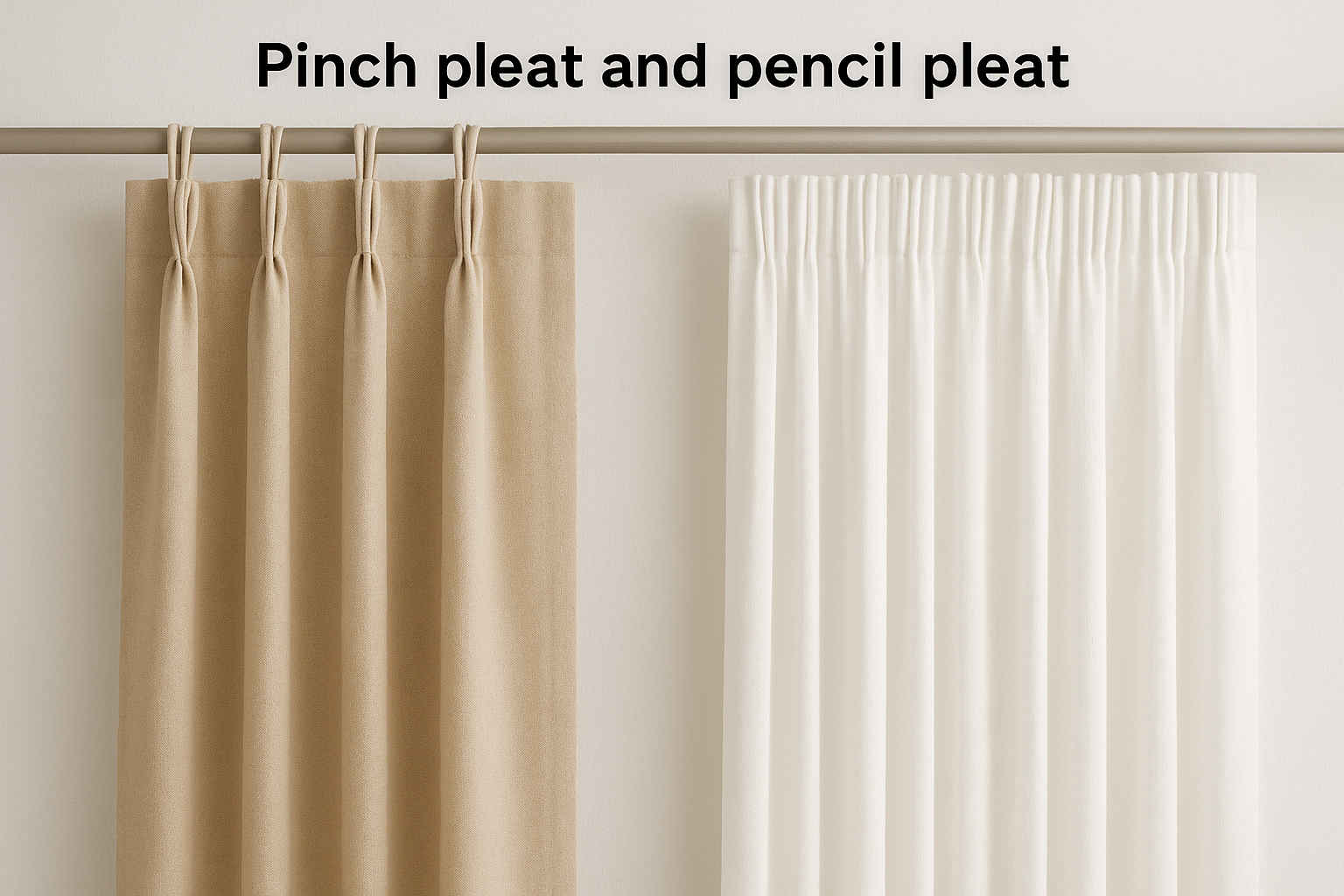 Pinch pleat and pencil pleat
