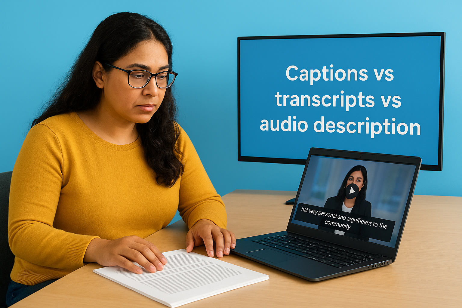 Captions vs transcripts vs audio description