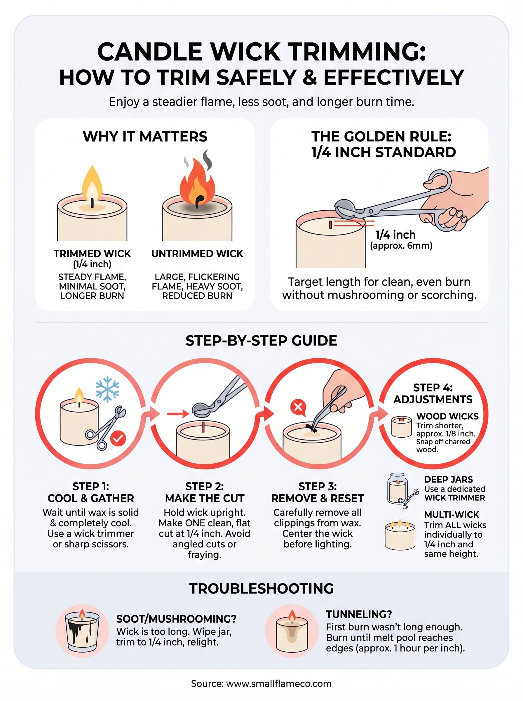 how to trim a candle wick infographic