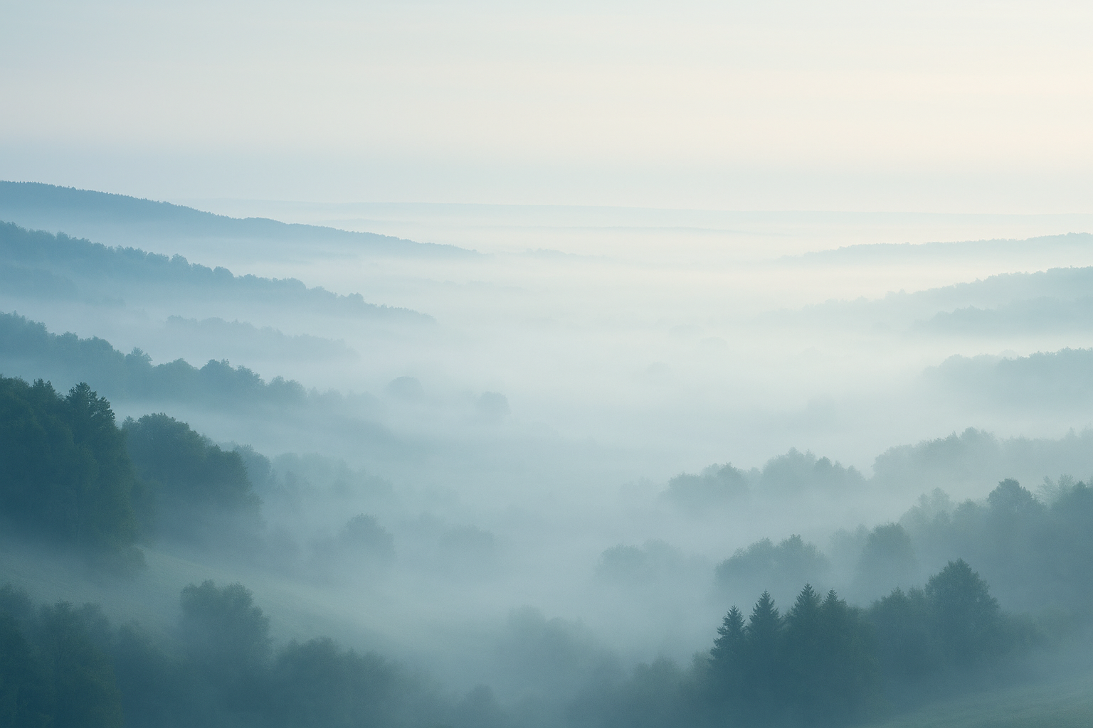 2. Misty landscapes and quiet horizons