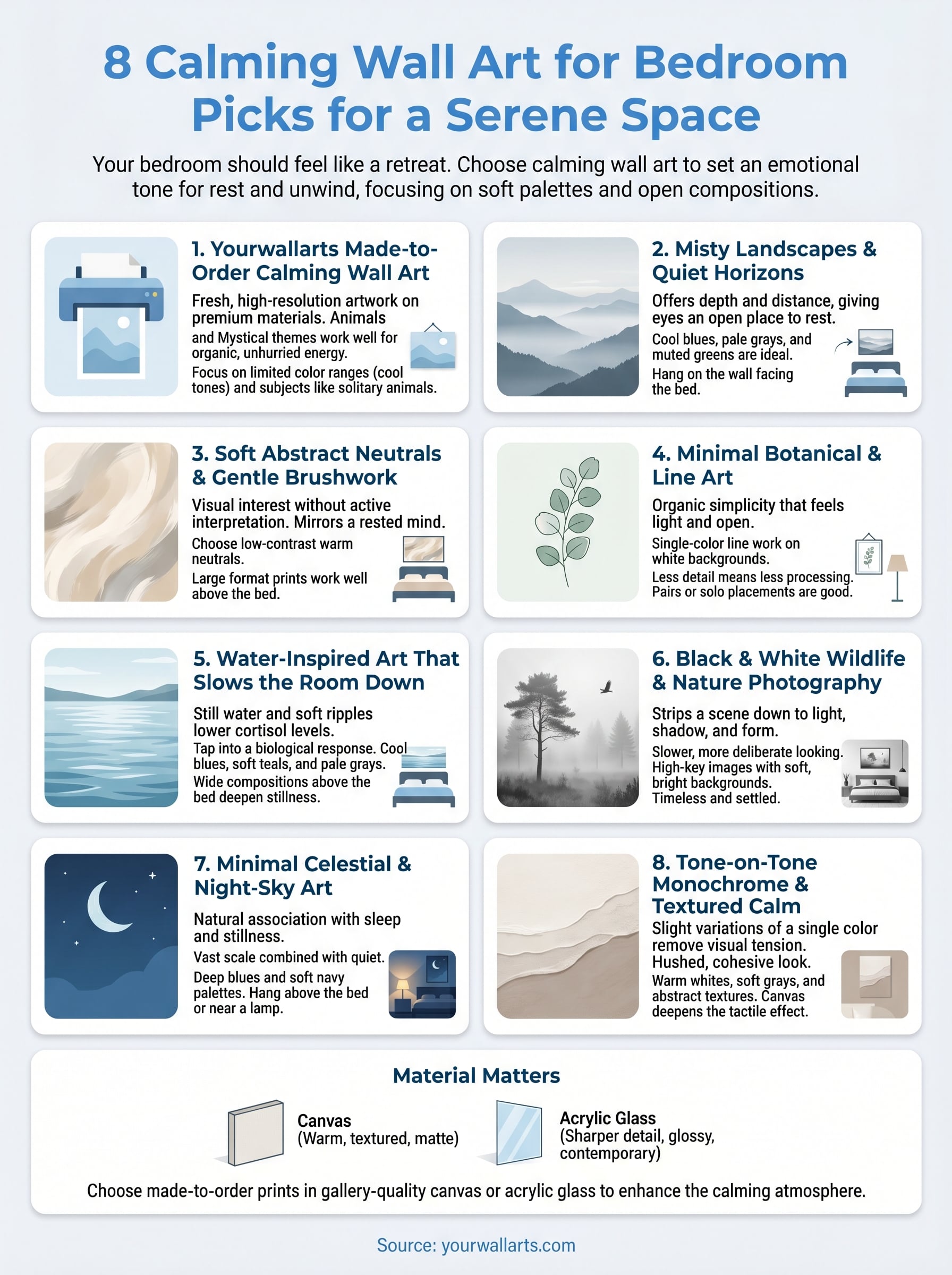 calming wall art for bedroom infographic
