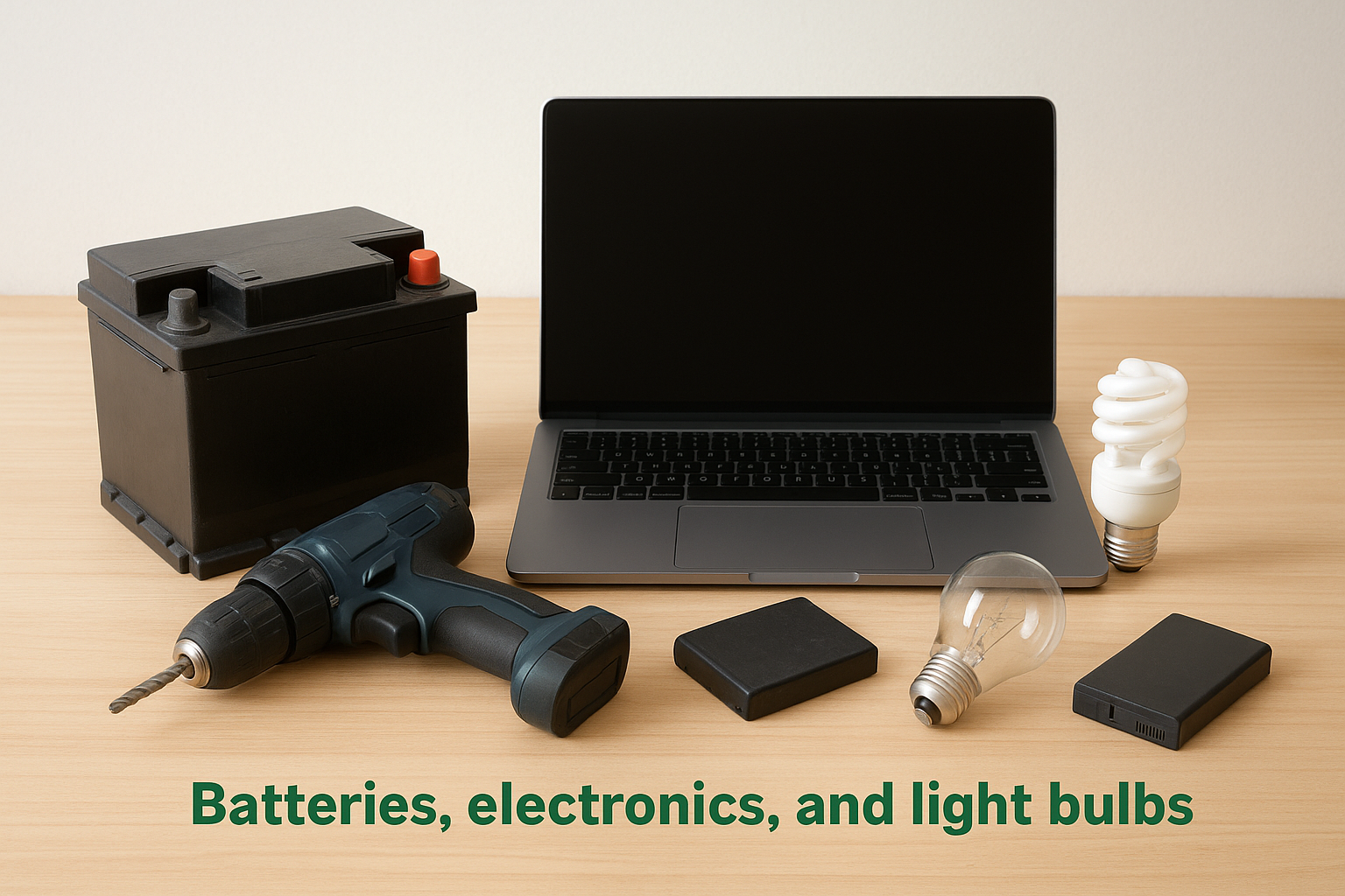 Batteries, electronics, and light bulbs