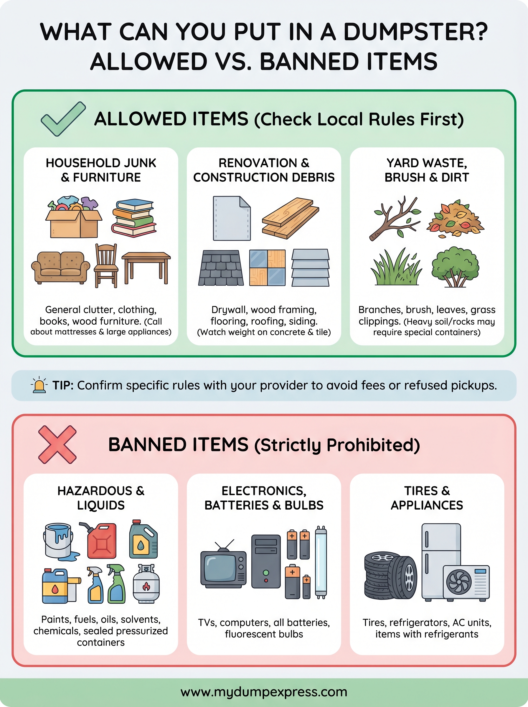 what can you put in a dumpster infographic