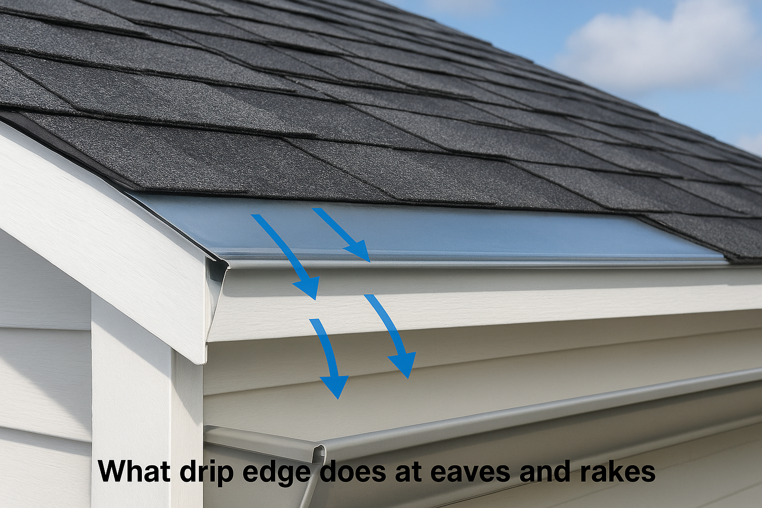 What drip edge does at eaves and rakes