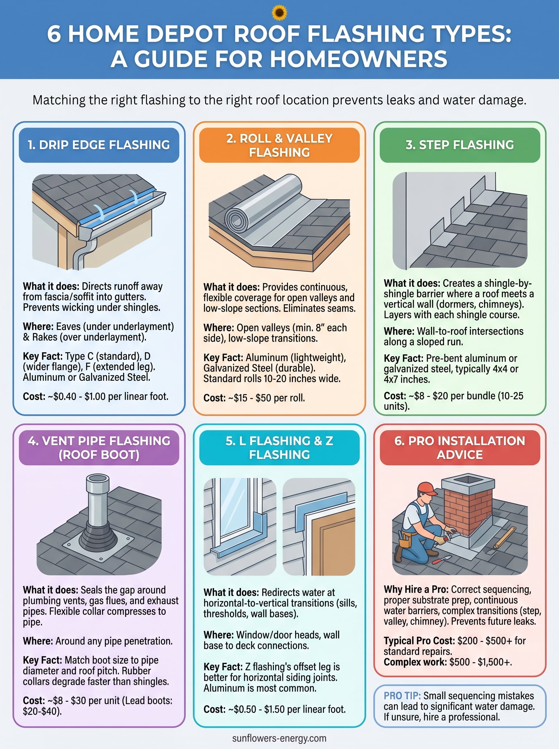 home depot roof flashing infographic