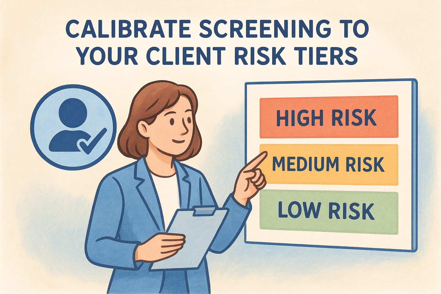 Calibrate screening to your client risk tiers