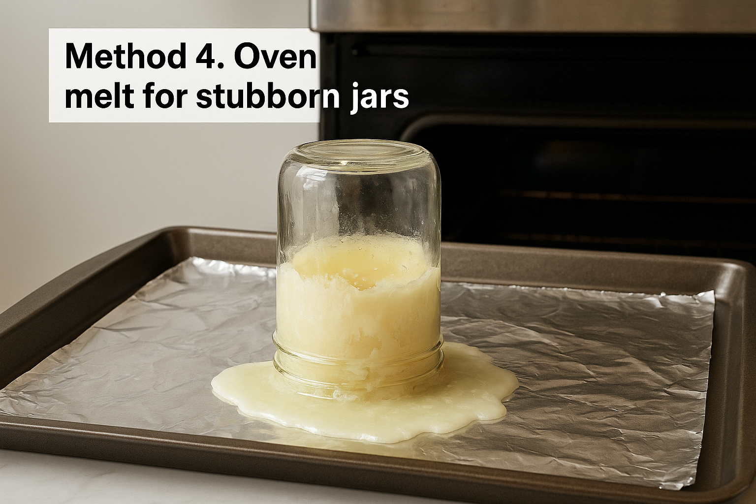 Method 4. Oven melt for stubborn jars