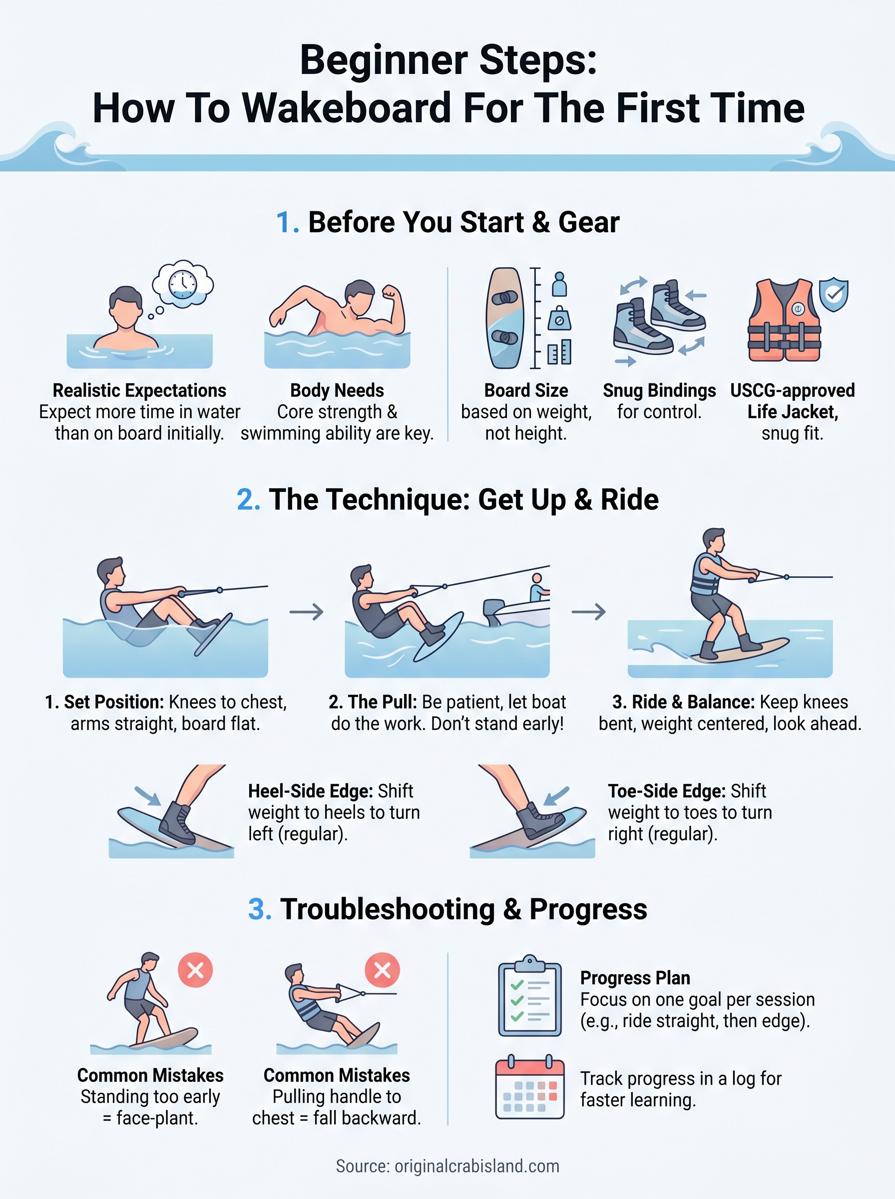 how to wakeboard for the first time infographic