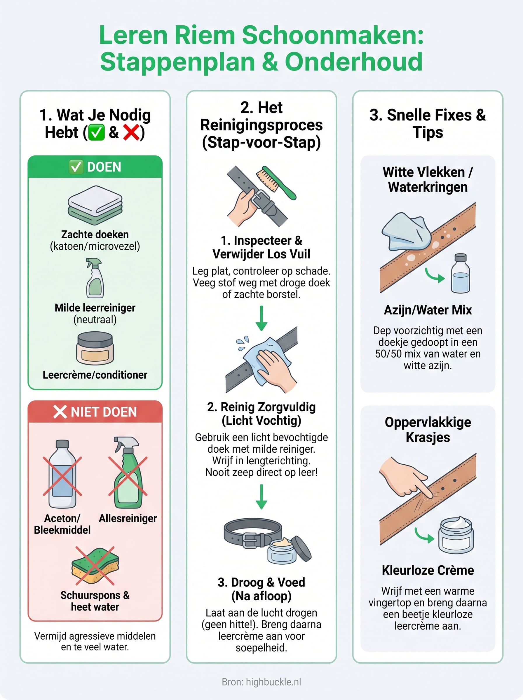 leren riem schoonmaken infographic