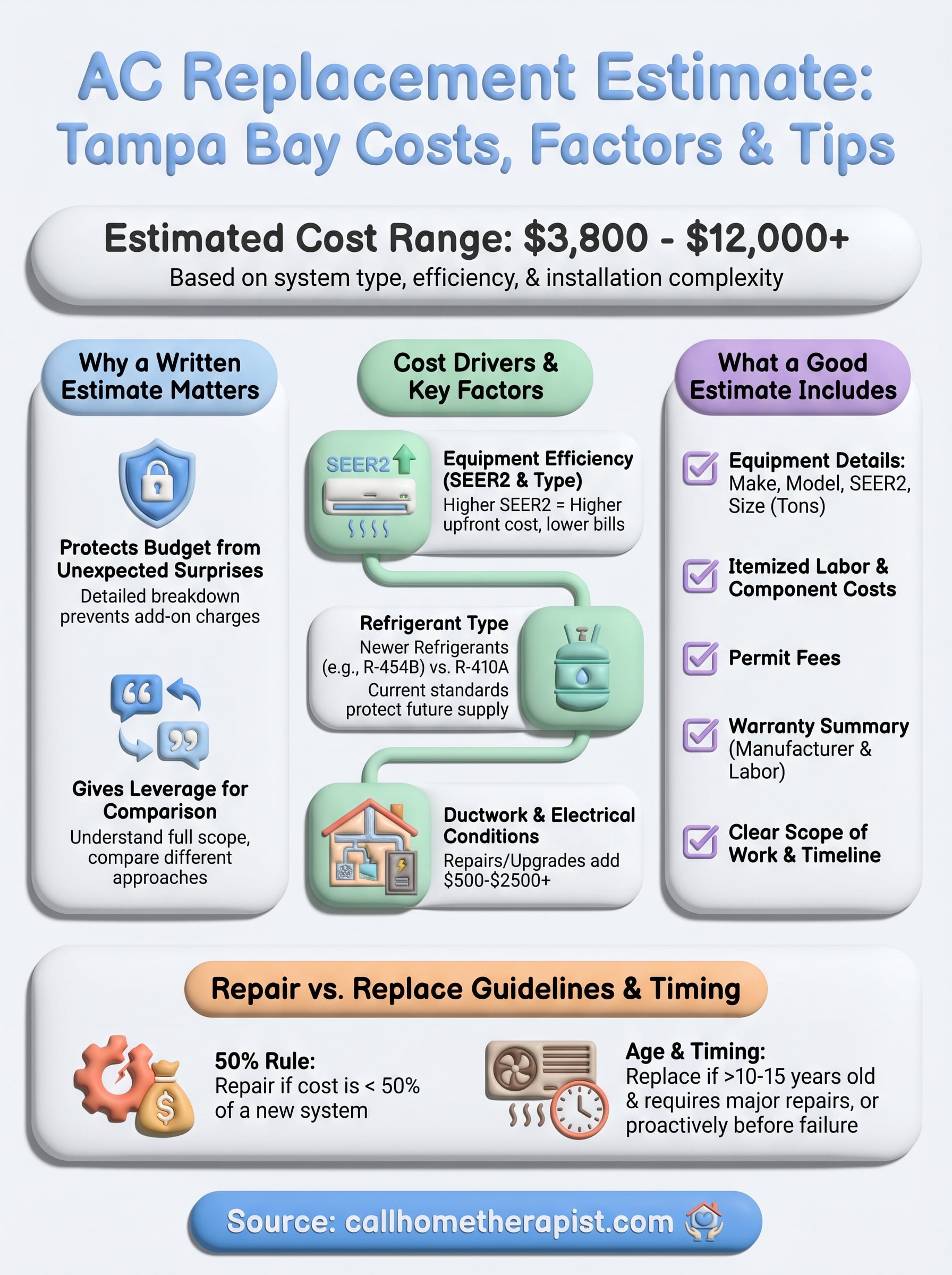 air conditioner replacement estimate infographic