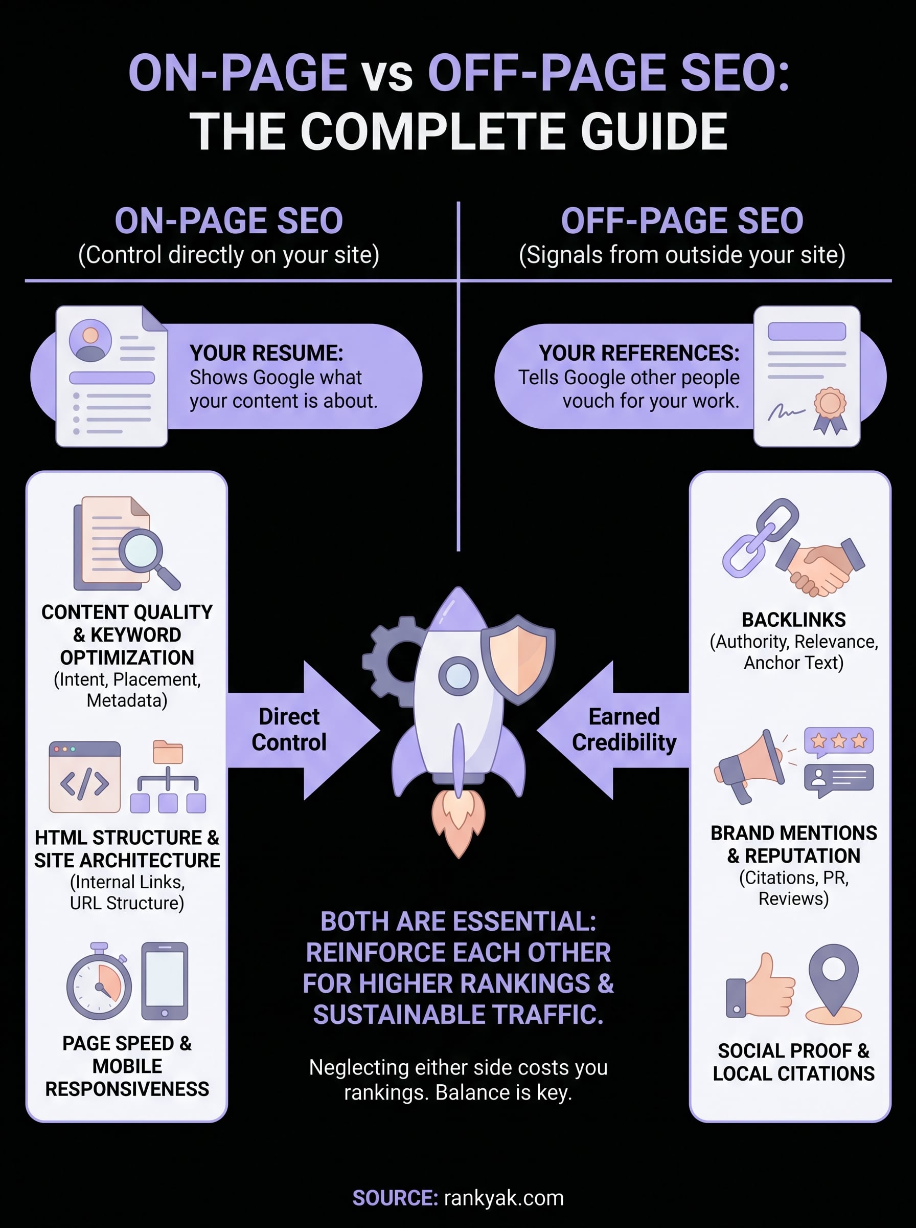 on-page vs off-page seo infographic