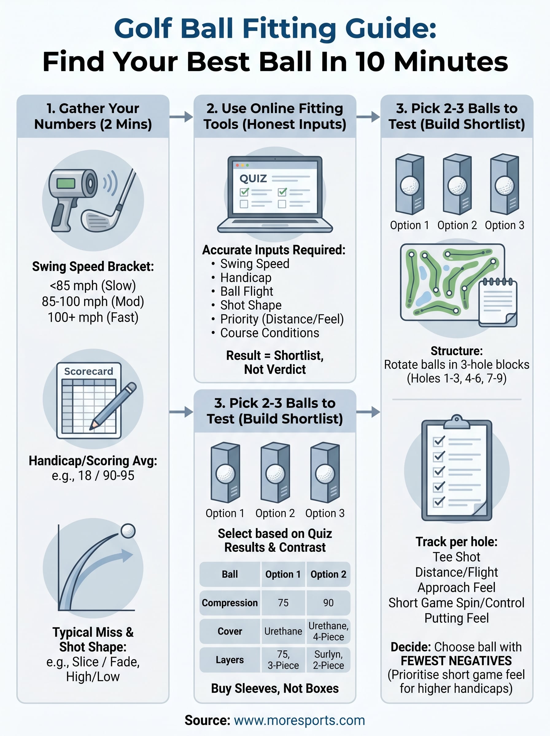 golf ball fitting guide infographic