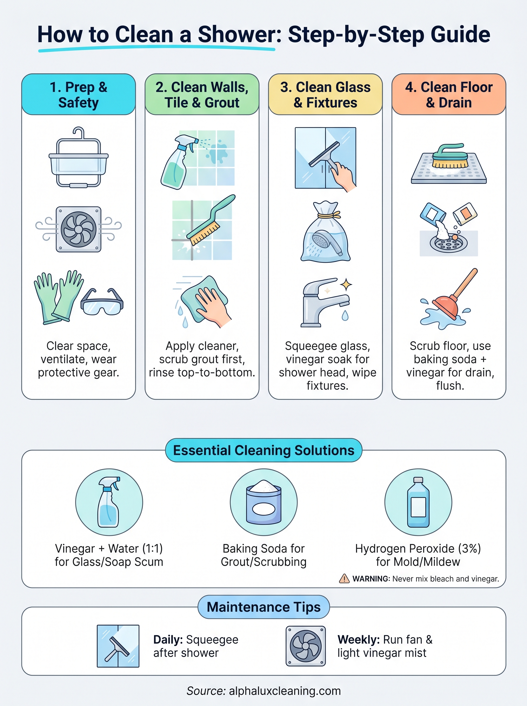 how to clean a shower infographic