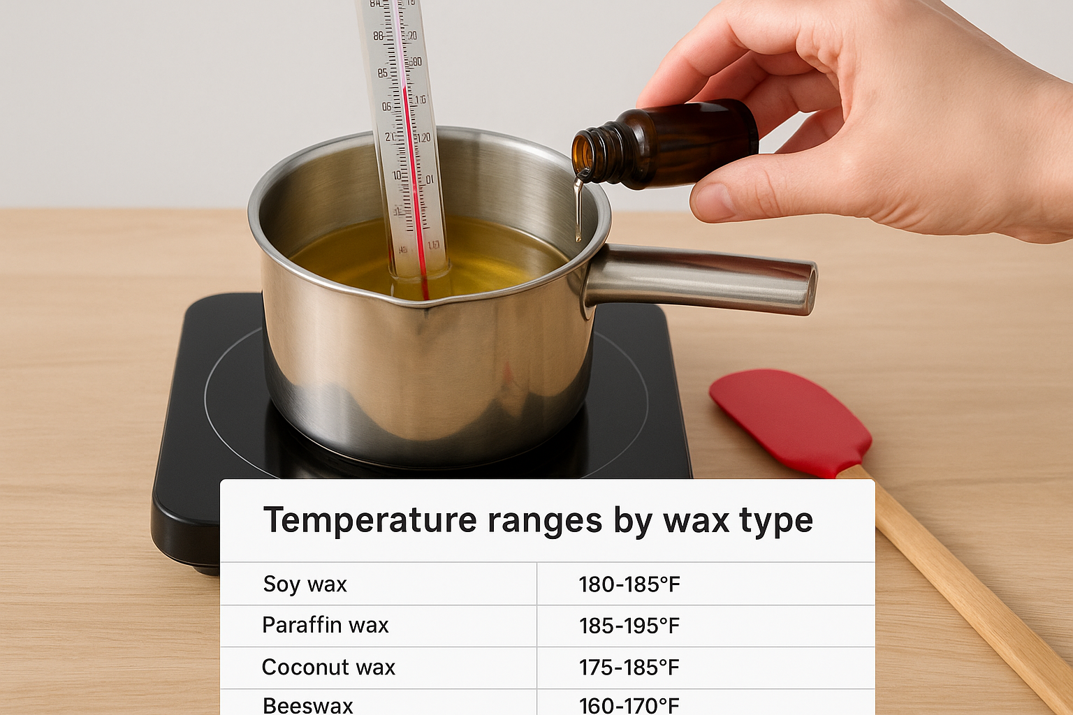 Temperature ranges by wax type