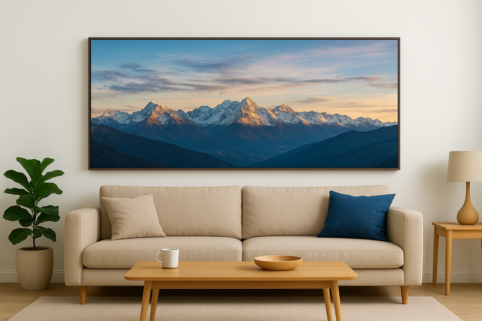 2. Oversized mountain panorama wall art