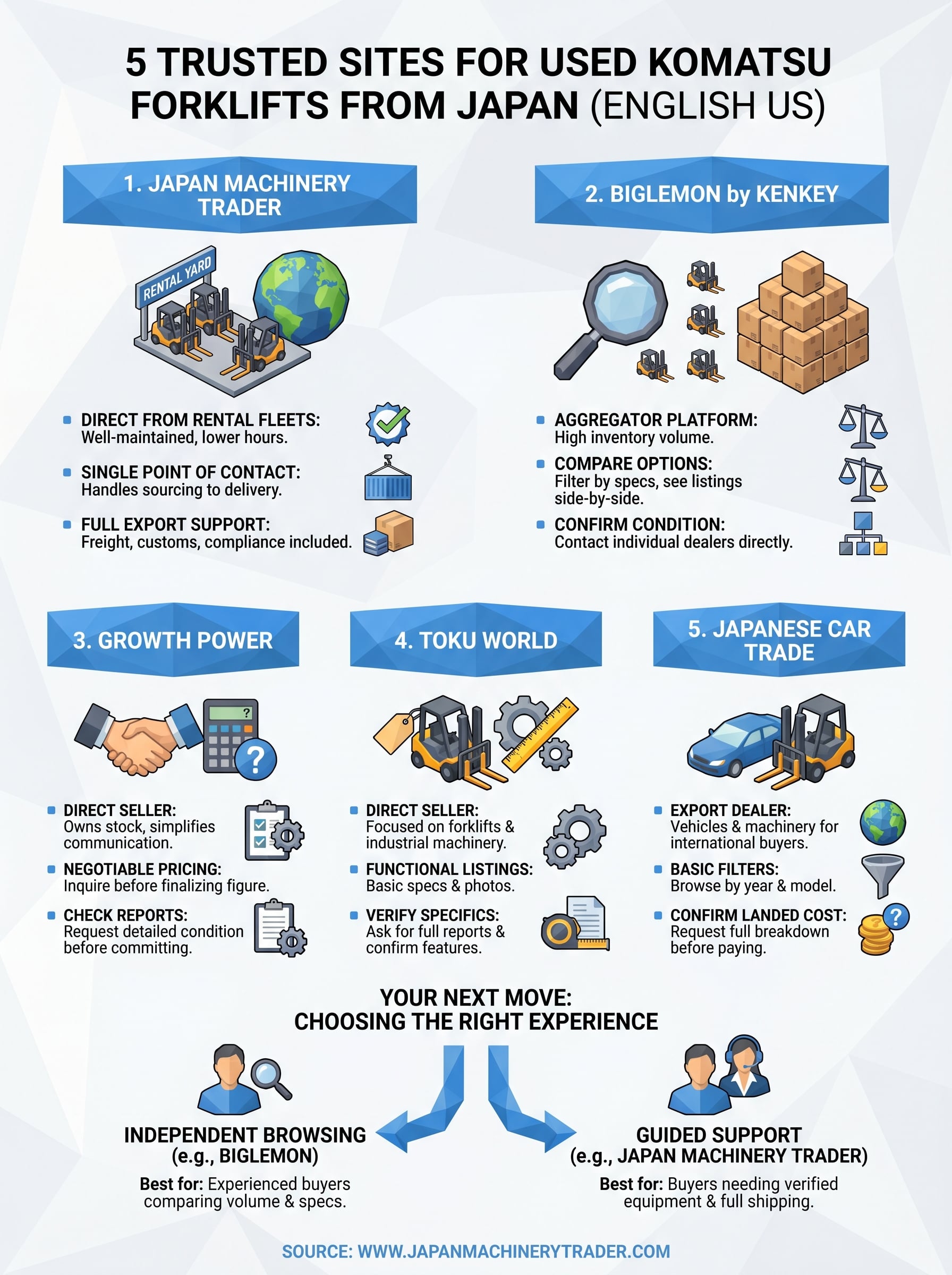 used komatsu forklifts for sale infographic